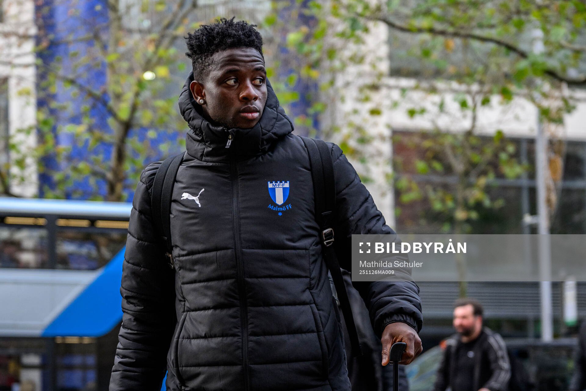 Salifou Soumah of Malmö FF  arrives at the hotel