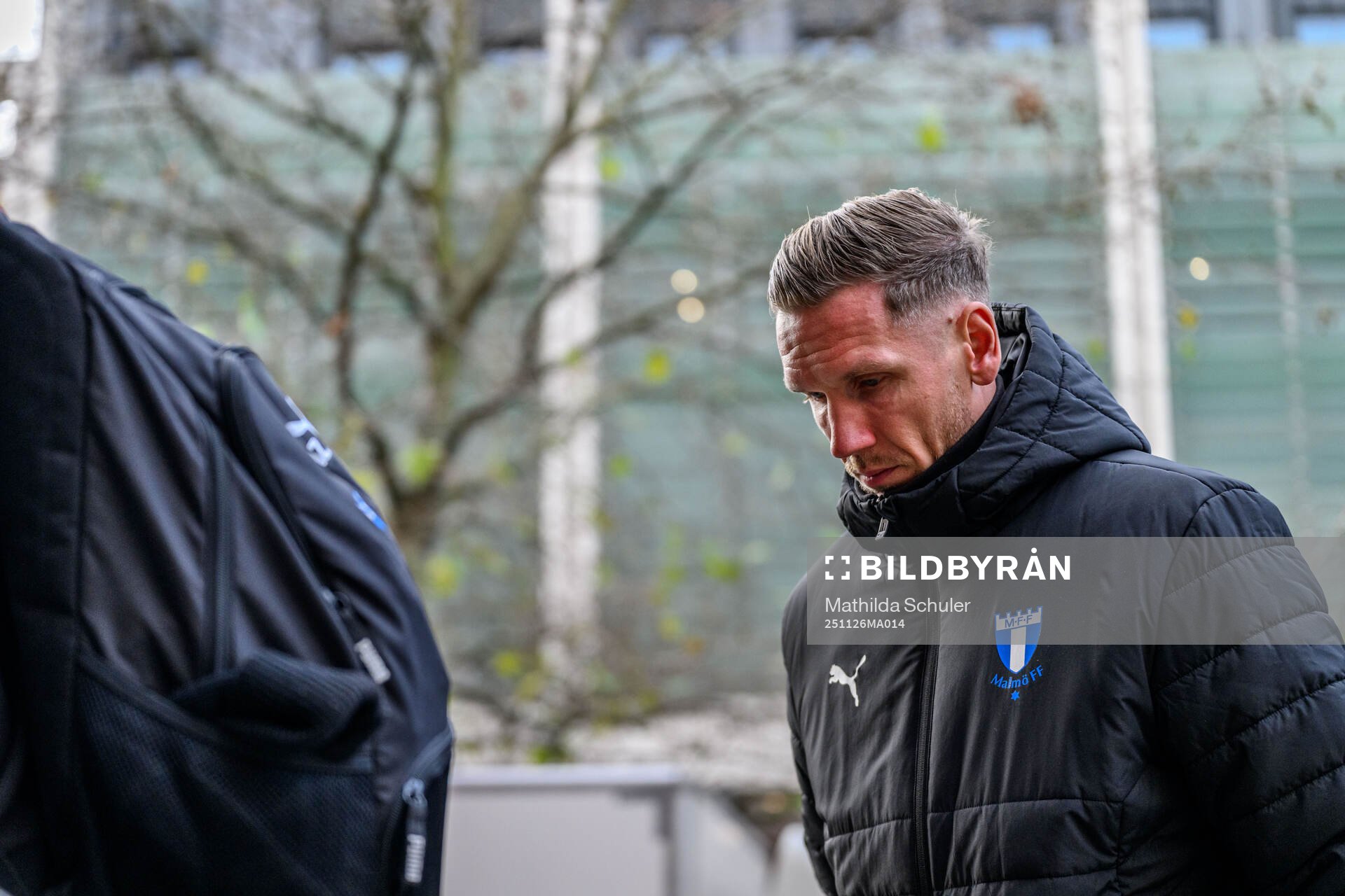 Goalkeeper Robin Olsen of Malmö FF arrives at the hotel