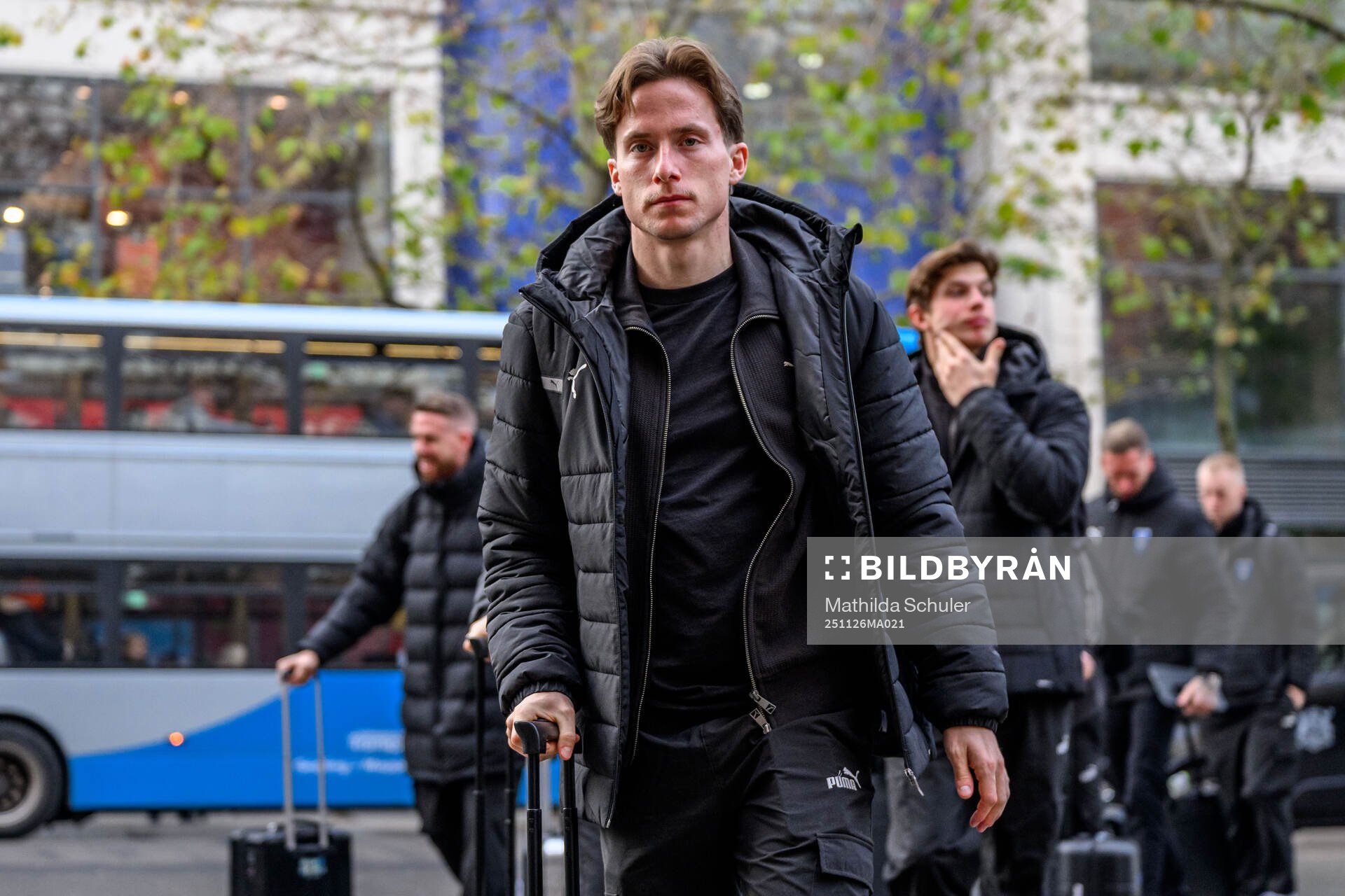 Johan Karlsson of Malmö FF arrives at the hotel
