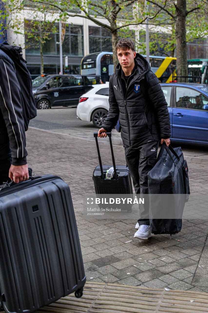 Kenan Busuladzic of Malmö FF arrives at the hotel