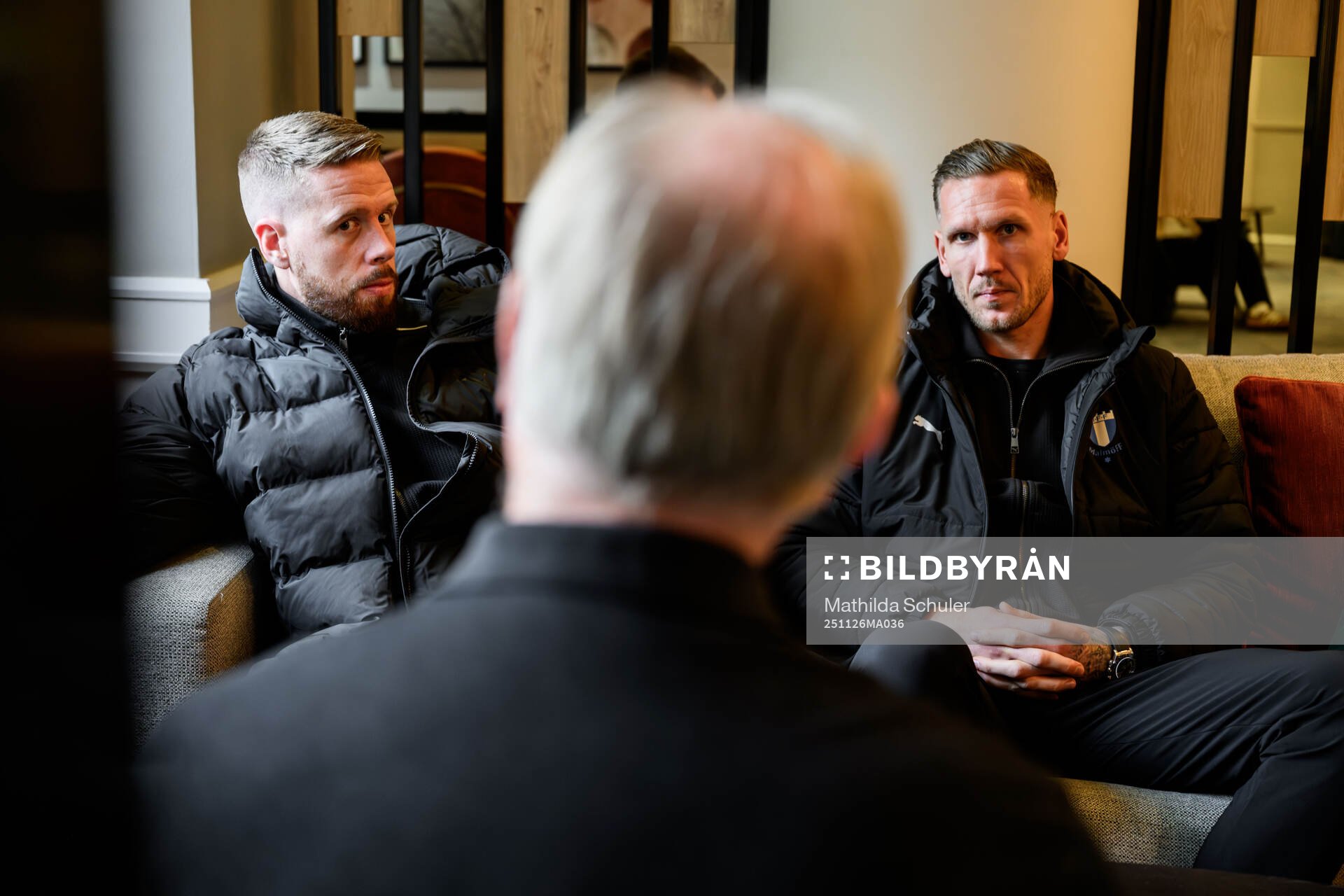 Pontus Jansson and goalkeeper Robin Olsen of Malmö FF is