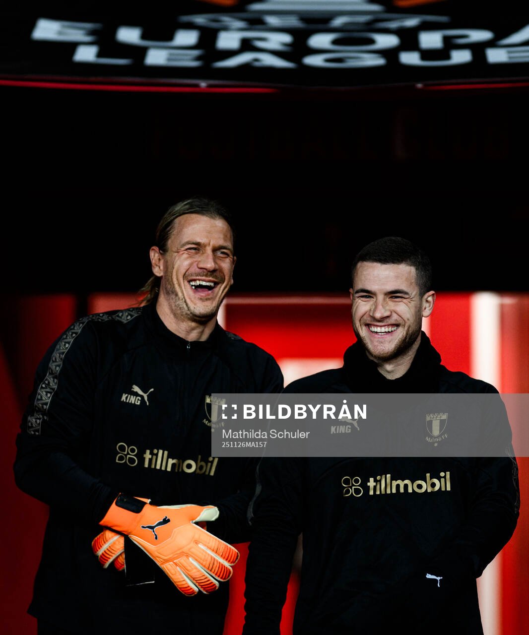 Goalkeeper Johan Dahlin and Gabriel Busanello  of Malmö FF