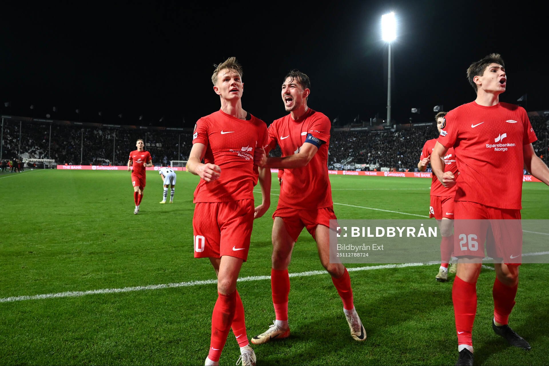Emil Kornvig and Fredrik Pallesen of Brann celebrate