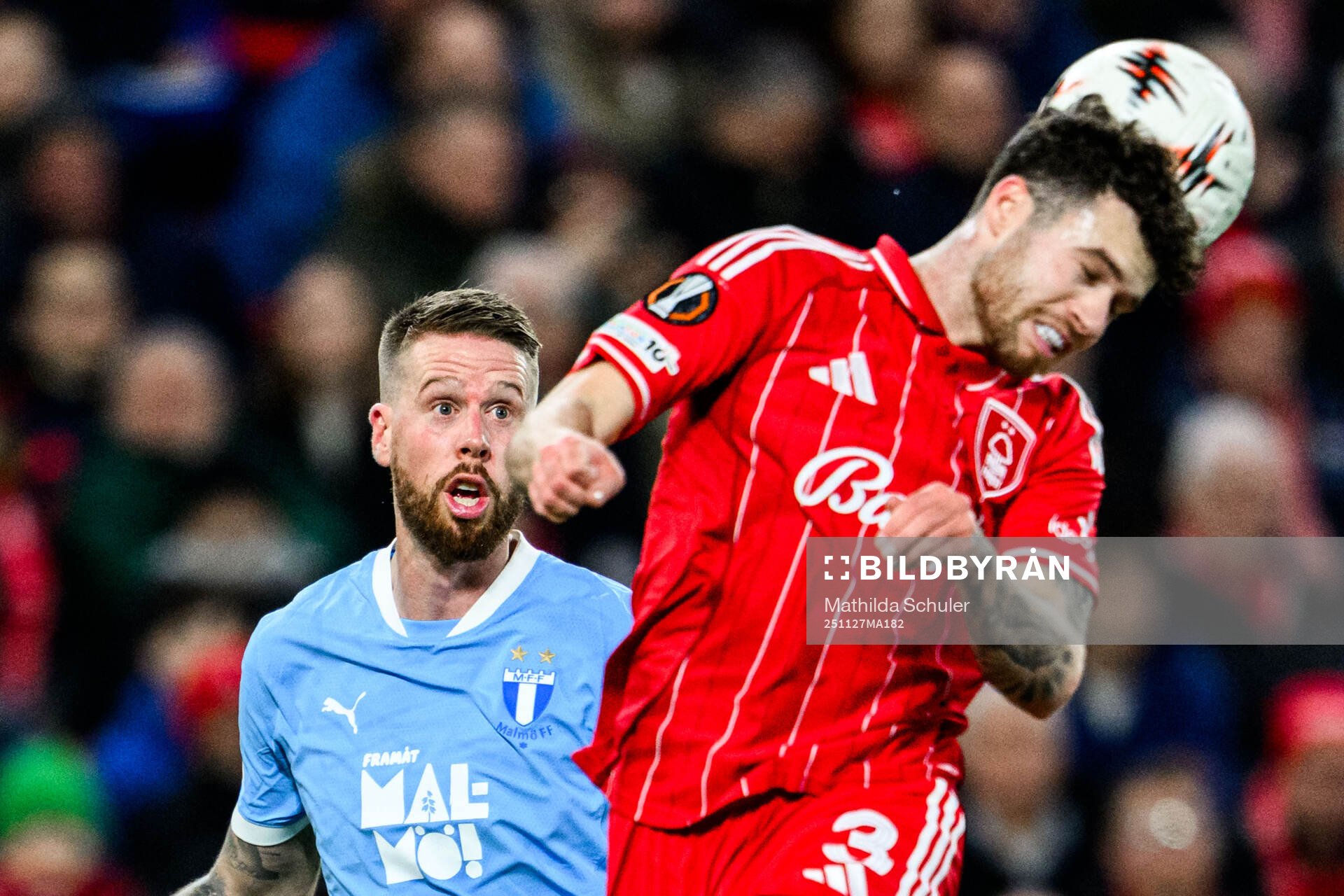 Pontus Jansson of Malmö FF and Neco Williams of Nottingham
