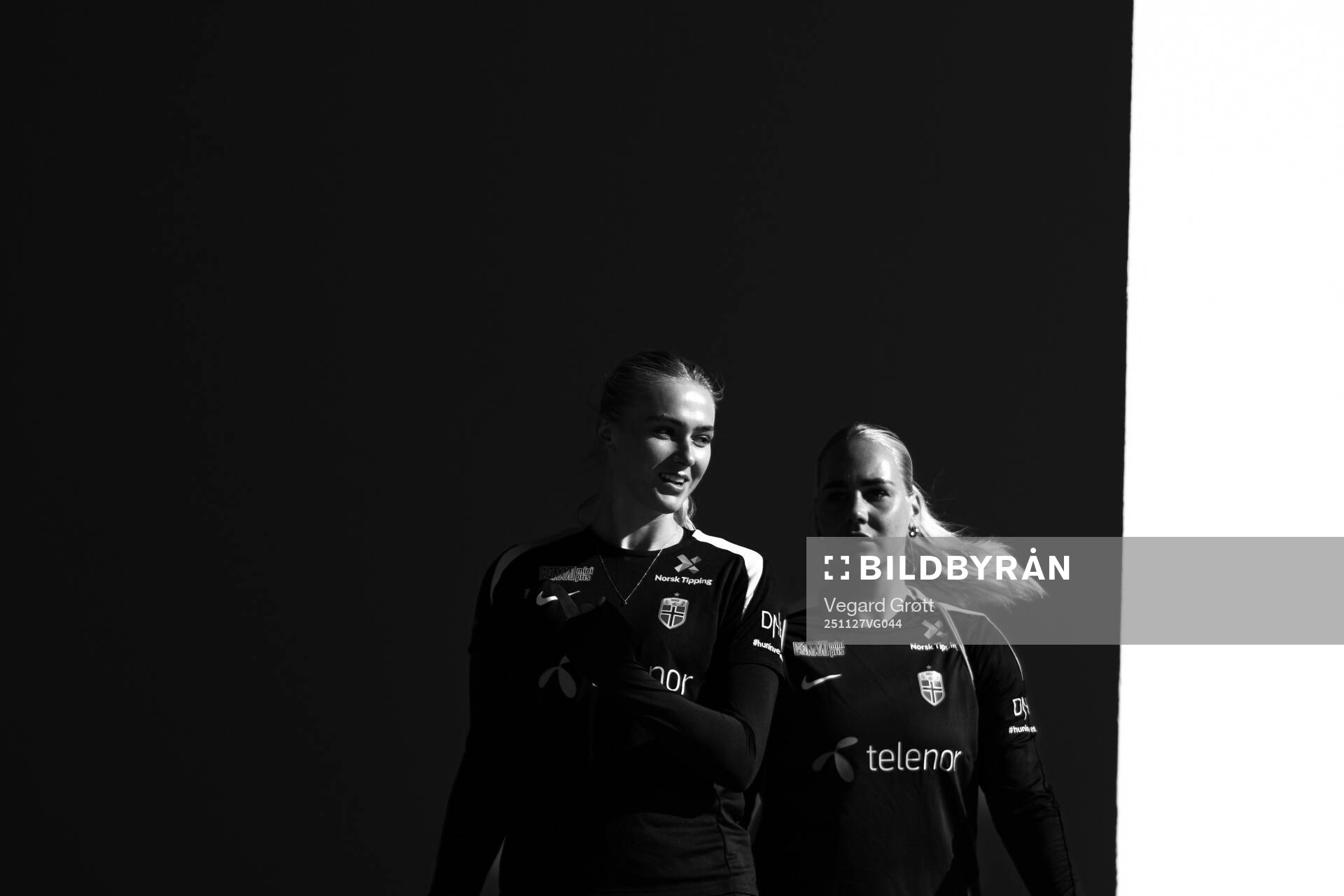 Goalkeeper Selma Panengstuen and Cathinka Tandberg of the