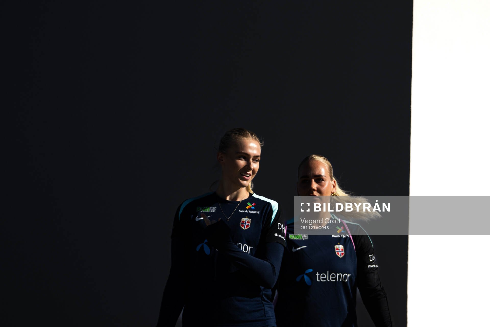 Goalkeeper Selma Panengstuen and Cathinka Tandberg of the