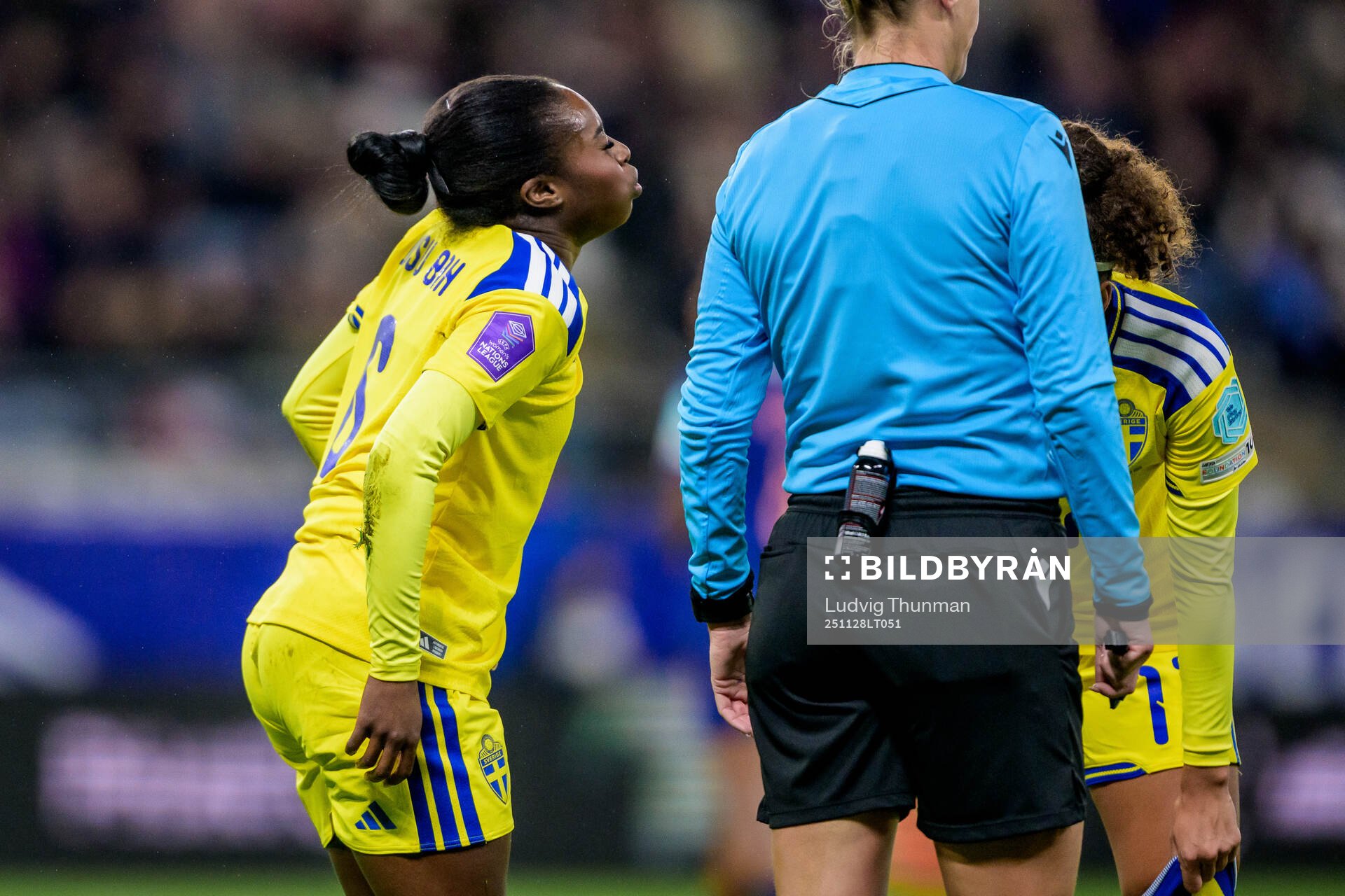 Monica Jusu Bah of Sweden in pain