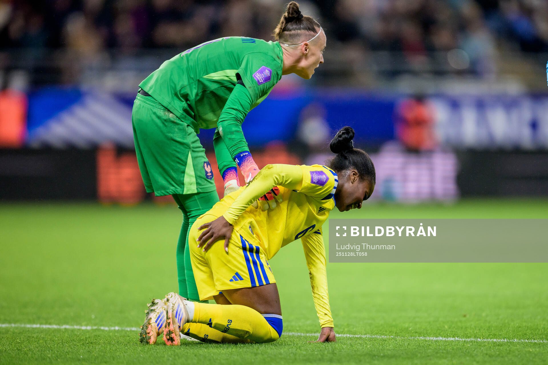 Monica Jusu Bah of Sweden in pain
