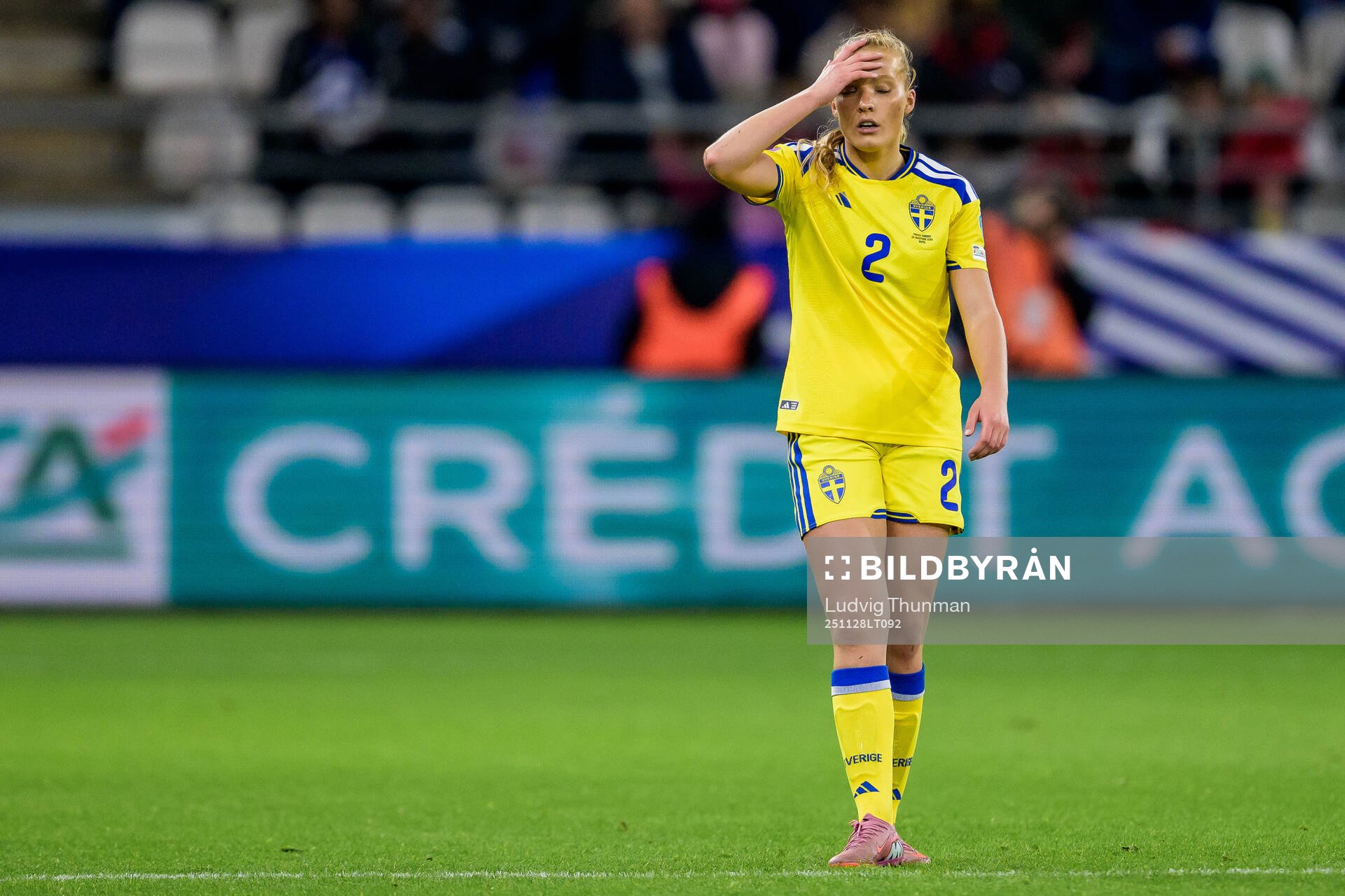 Smilla Holmberg of Sweden looks dejected