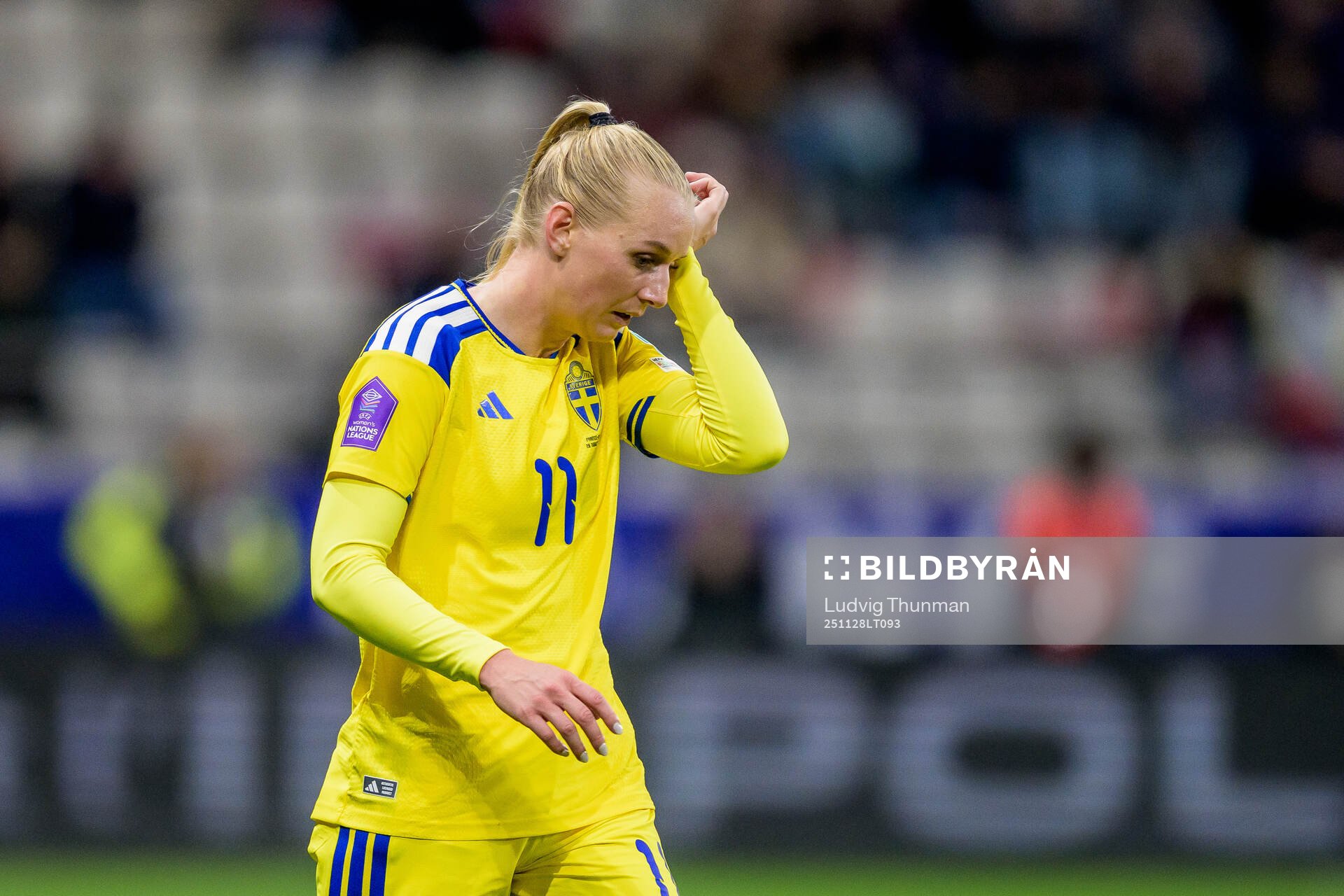 Stina Blackstenius of Sweden looks dejected
