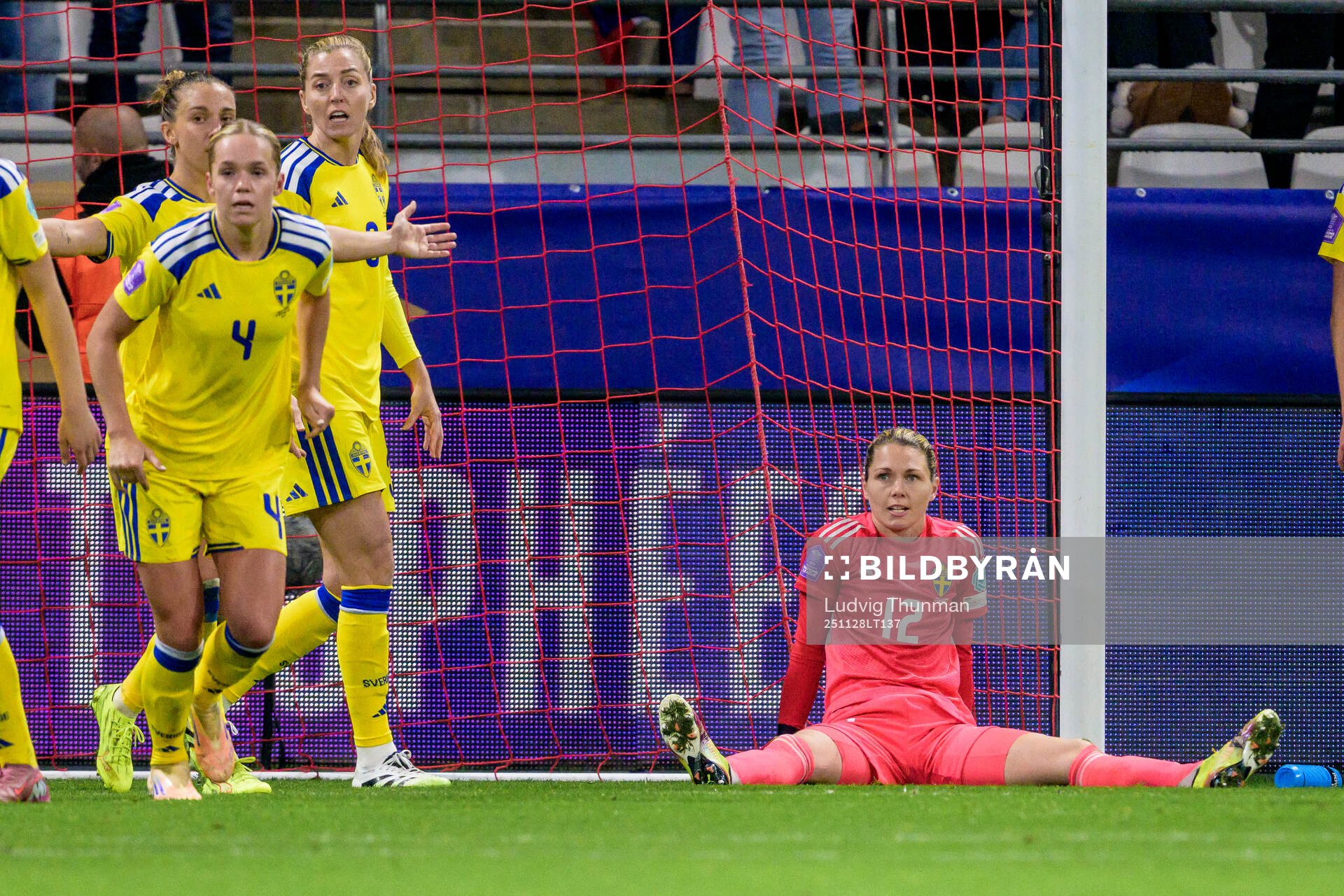 Goalkeeper Jennifer Falk of Sweden looks dejected