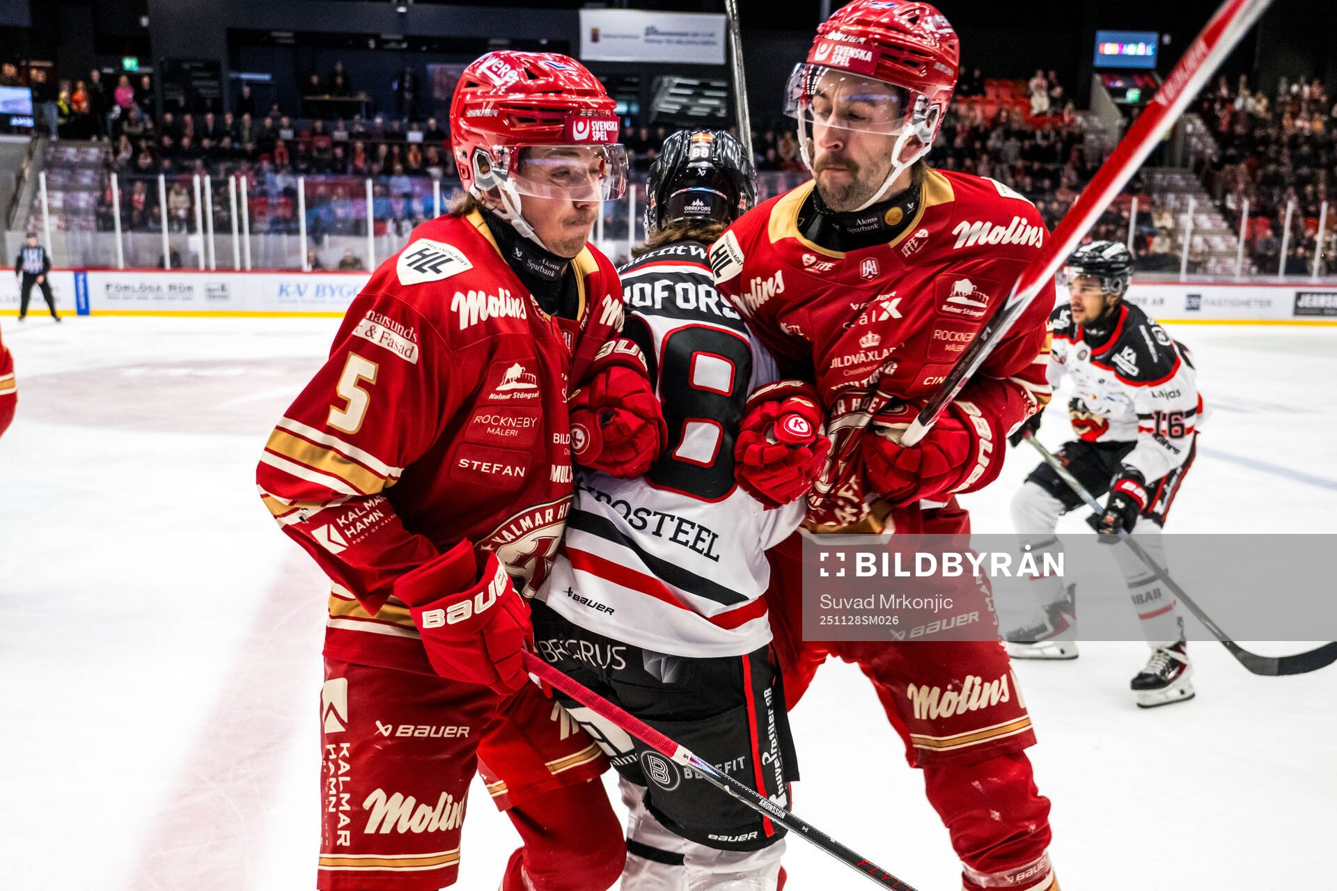 Kalmars Tobias Aronsson och Liam Hawel och Nybros Tim