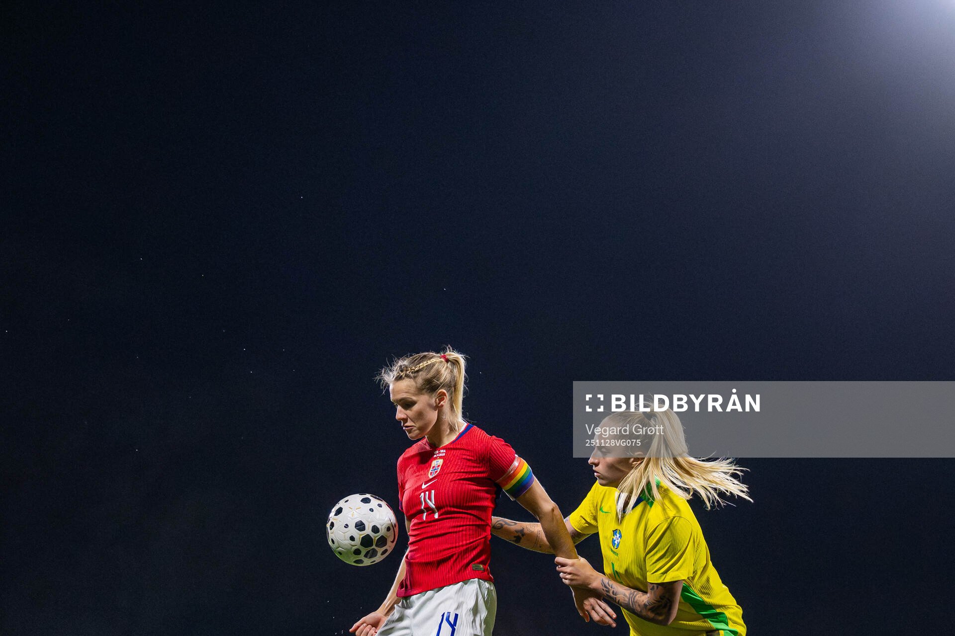Ada Hegerberg of Norway and Isadora Haas Gehlen of Brazil