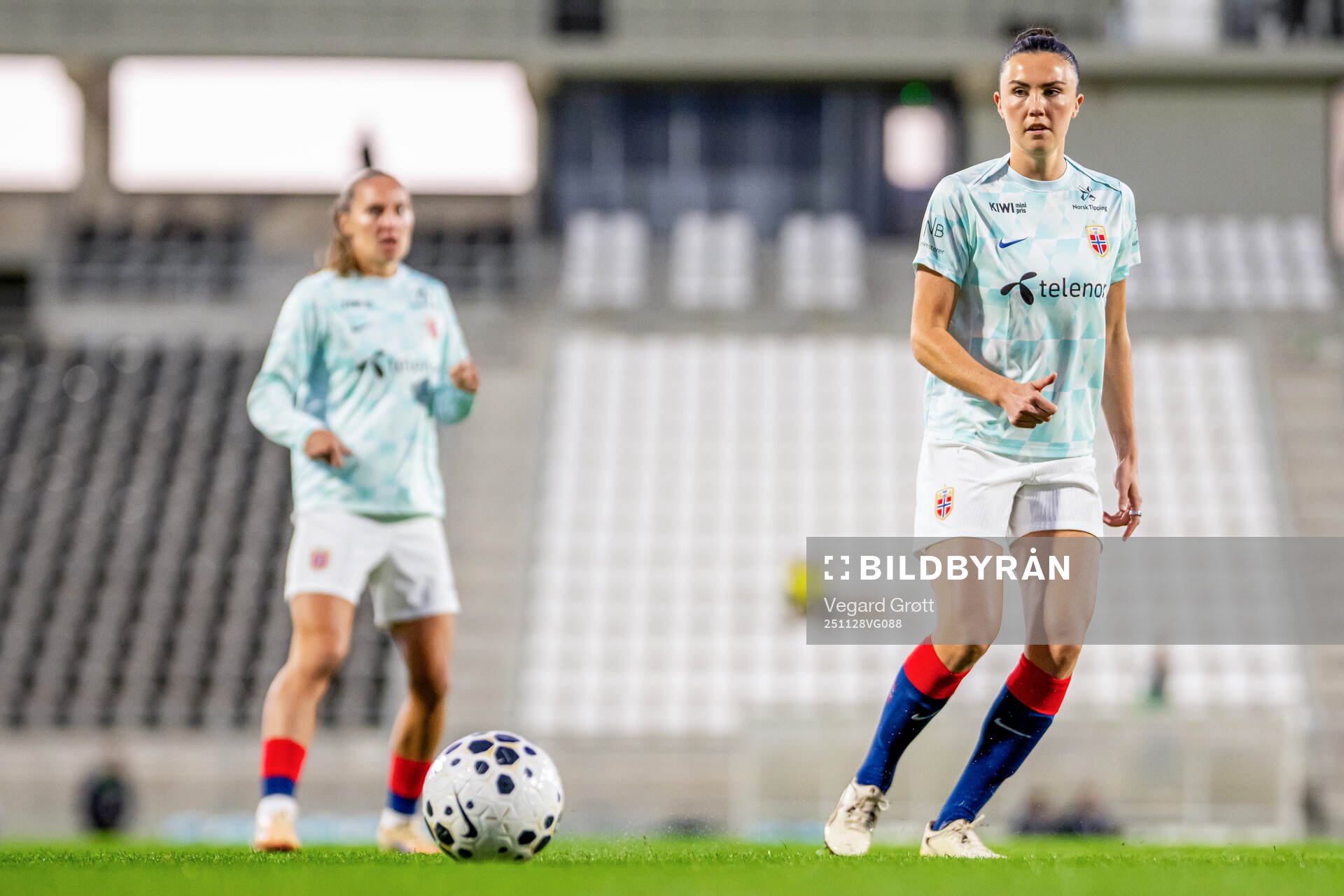 Ingrid Syrstad Engen of Norway warms up