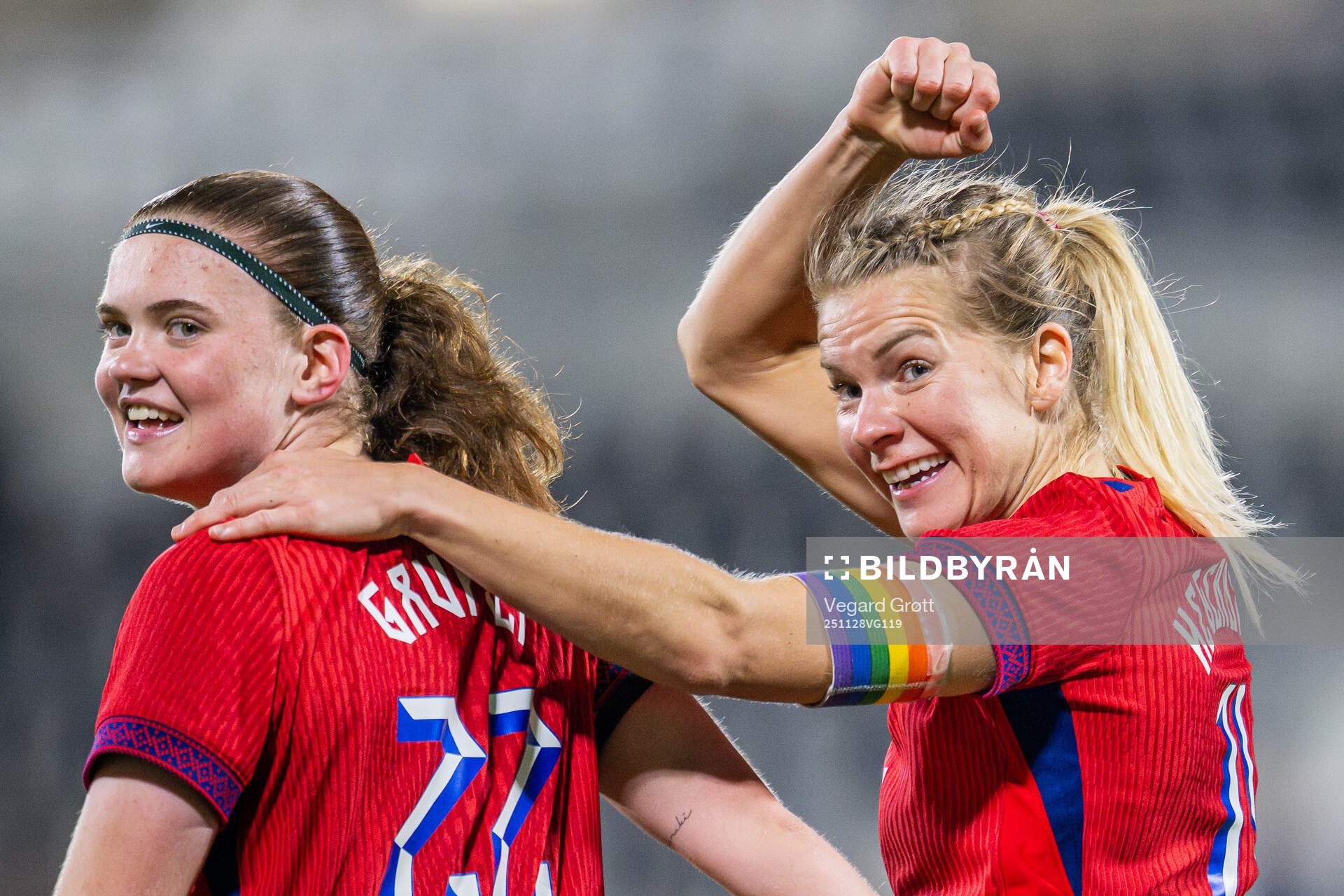 Signe Gaupset of Norway celebrates with teammate Ada