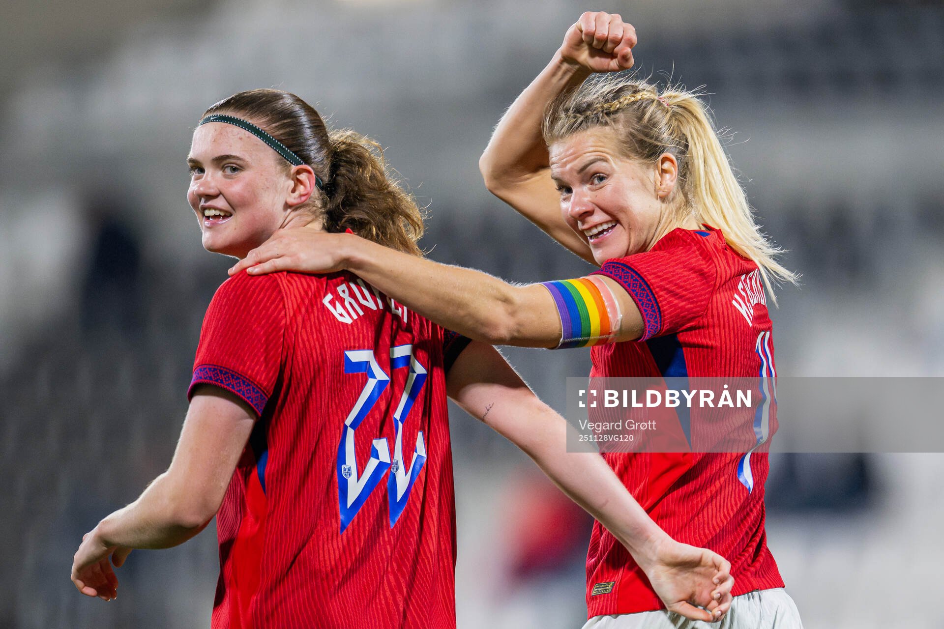 Signe Gaupset of Norway celebrates with teammate Ada