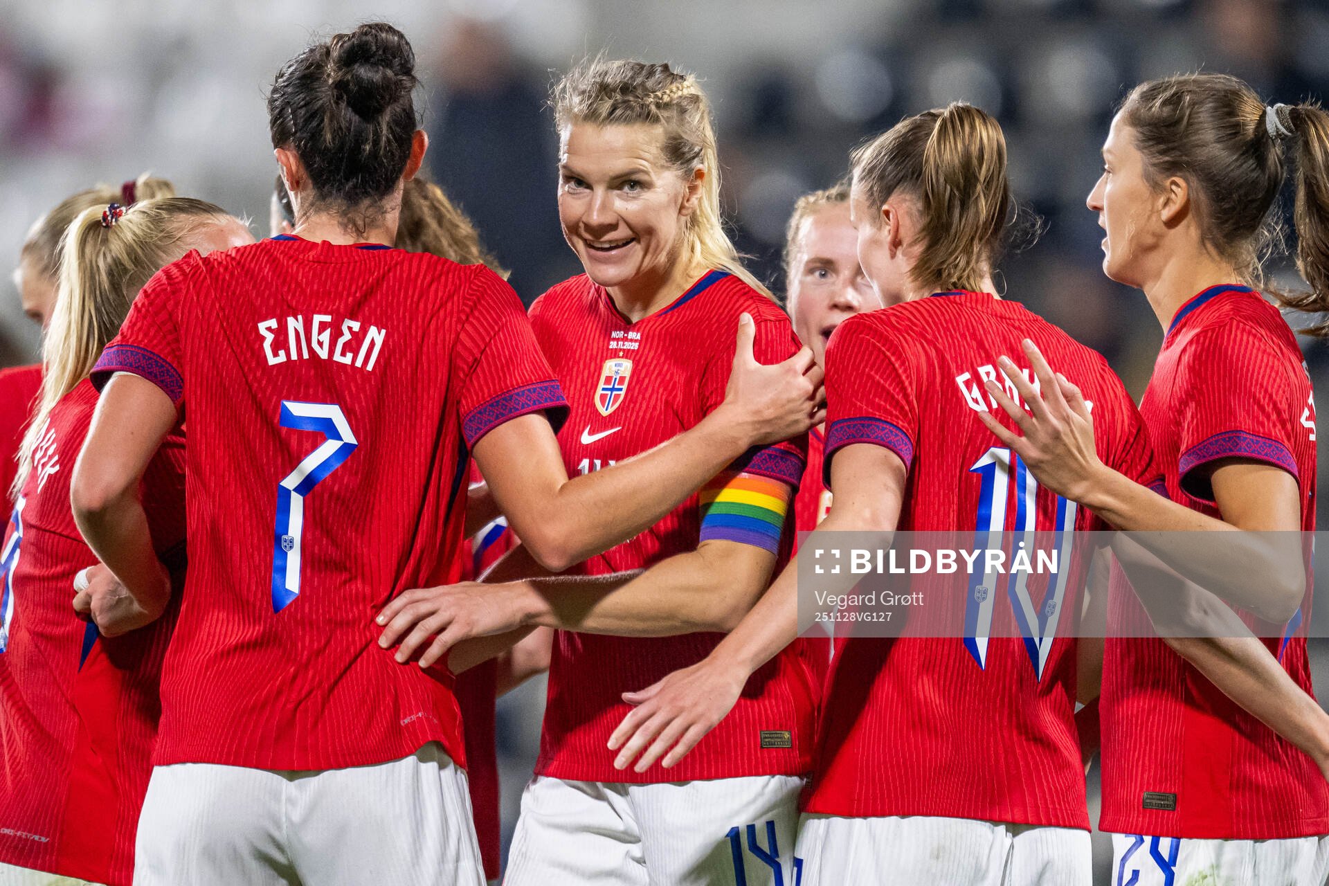 Ada Hegerberg of Norway celebrates with teammates