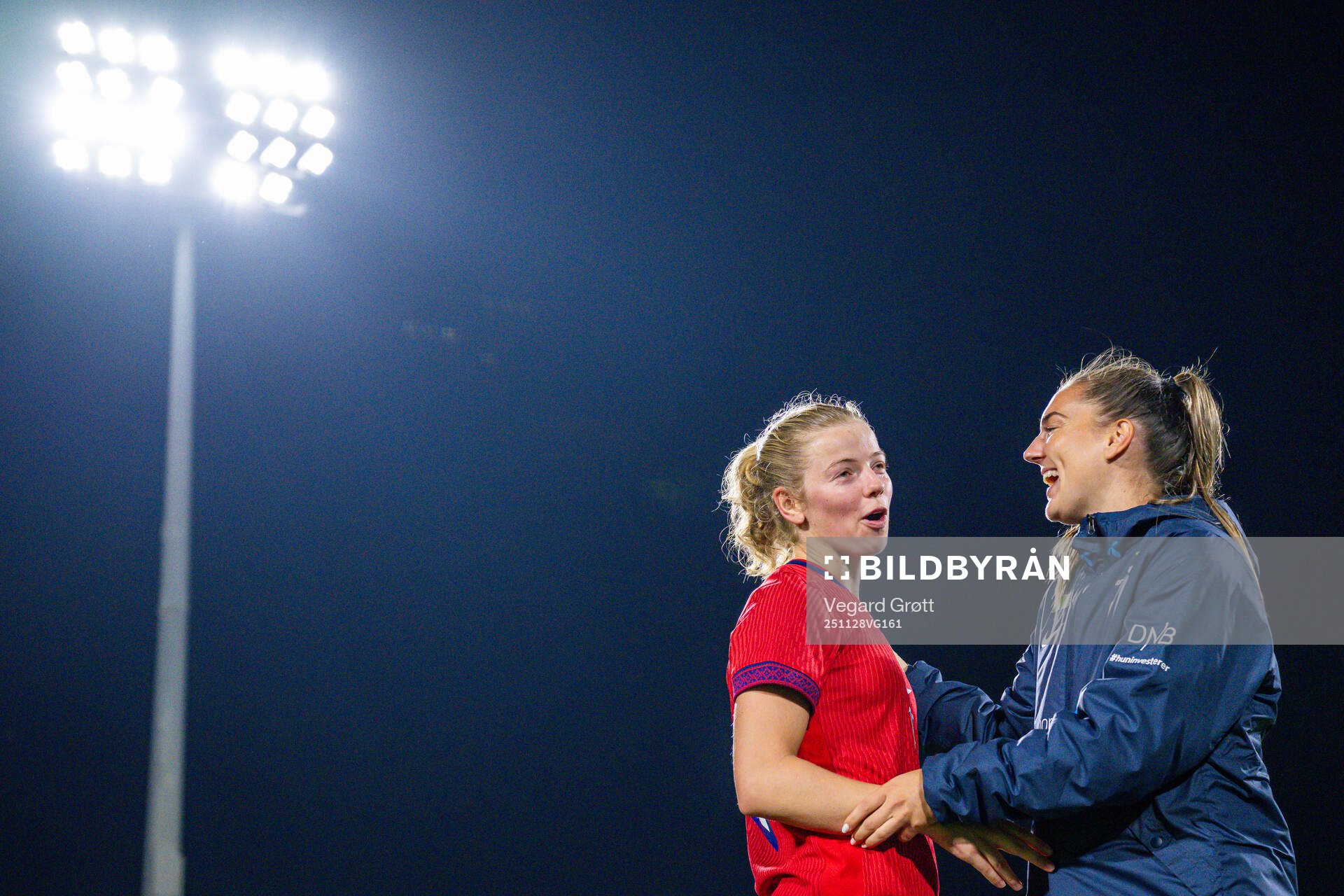 Justine Kielland and Vilde Bøe Risa of Norway celebrate