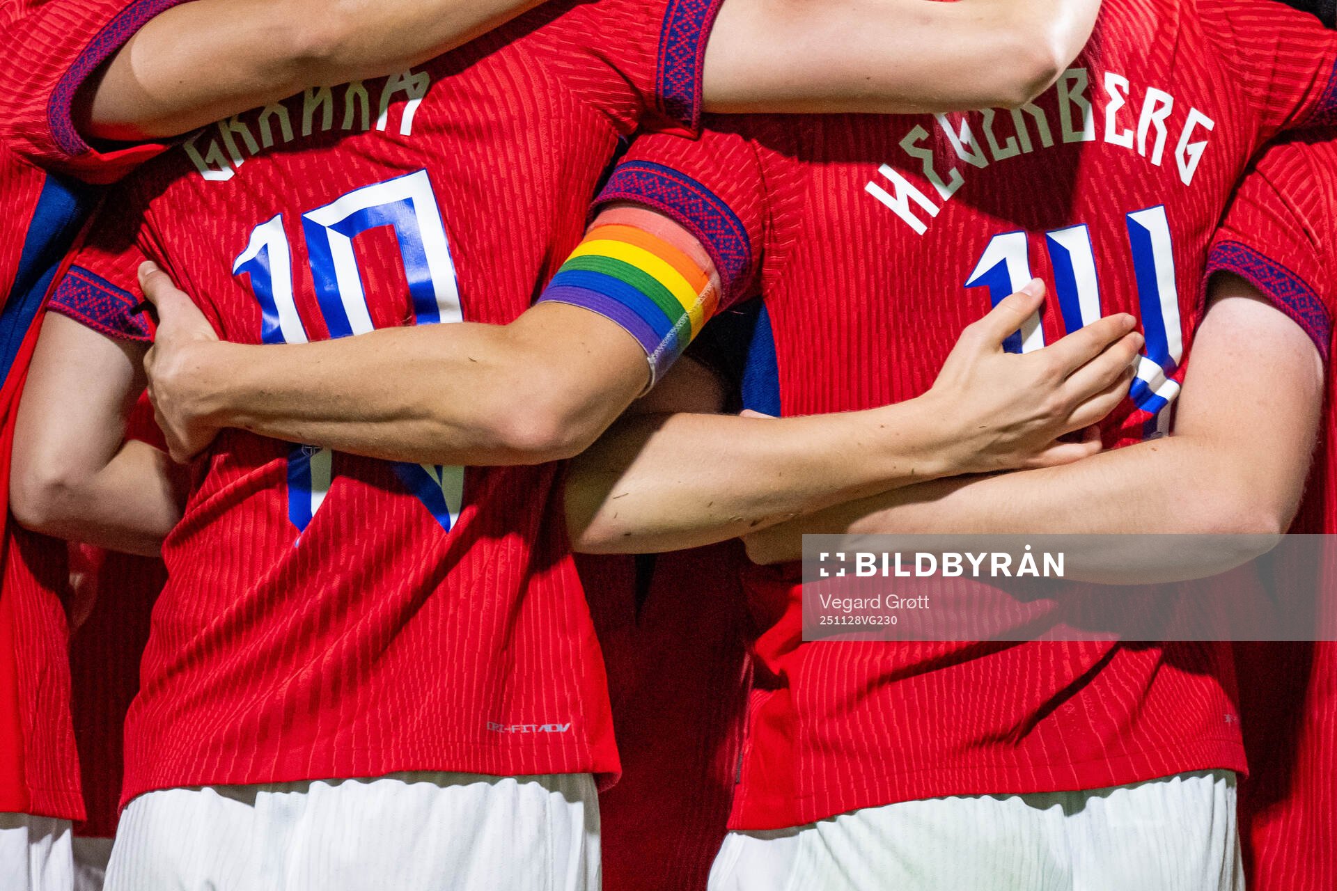 Caroline Graham Hansen and Ada Hegerberg of Norway celebrate