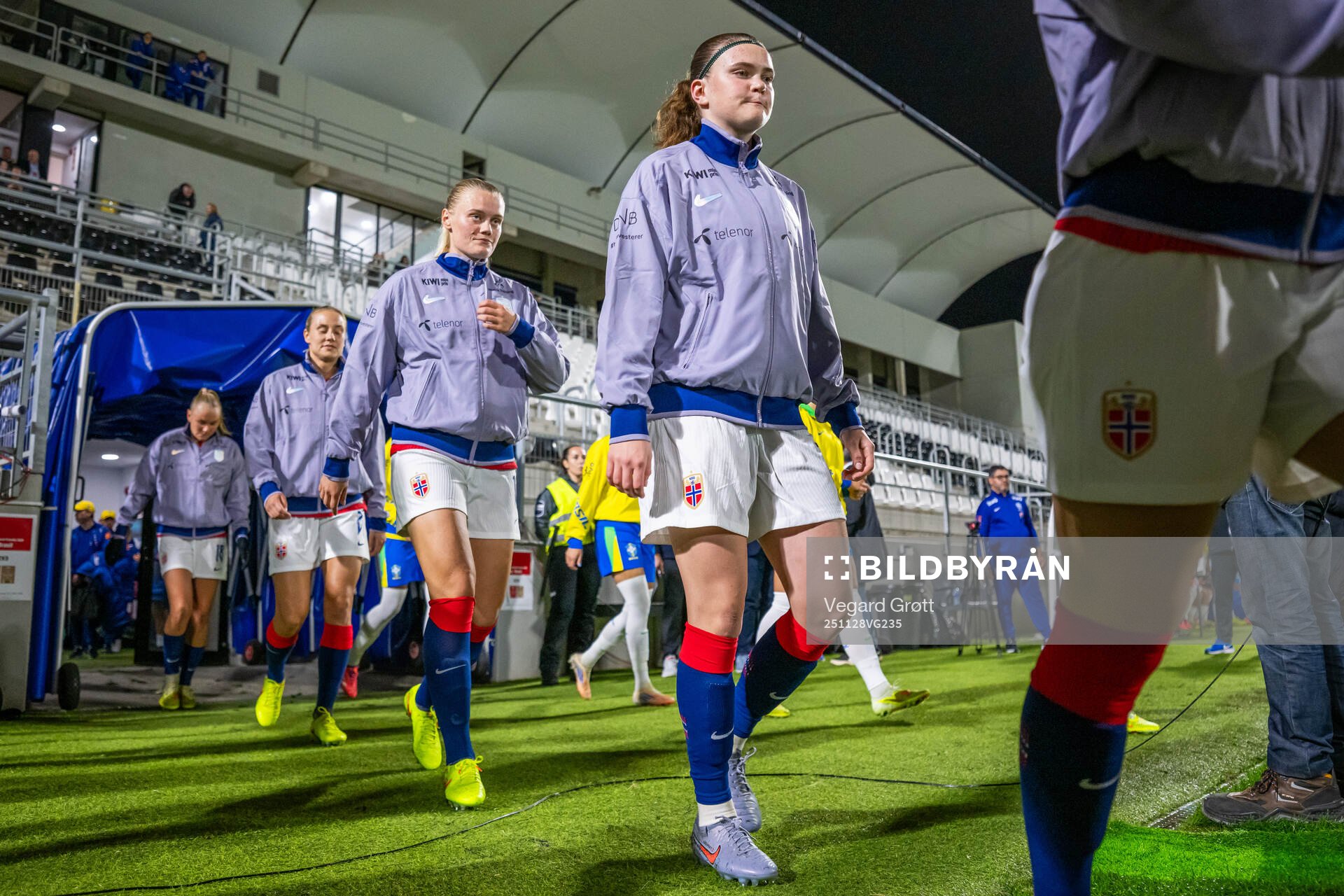 Mathilde Harviken and Signe Gaupset of Norway enter the