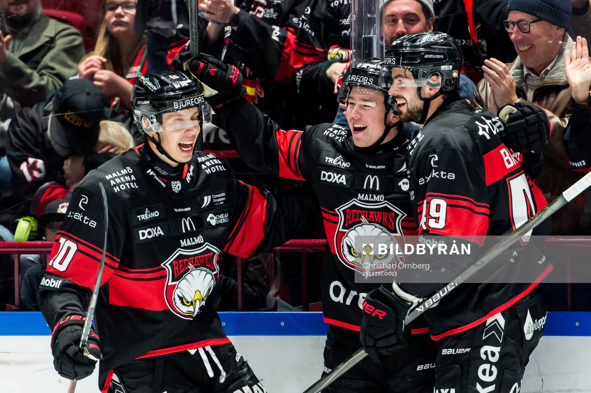 Malmö Redhawks Petter Vesterheim, William Von Barnekow och