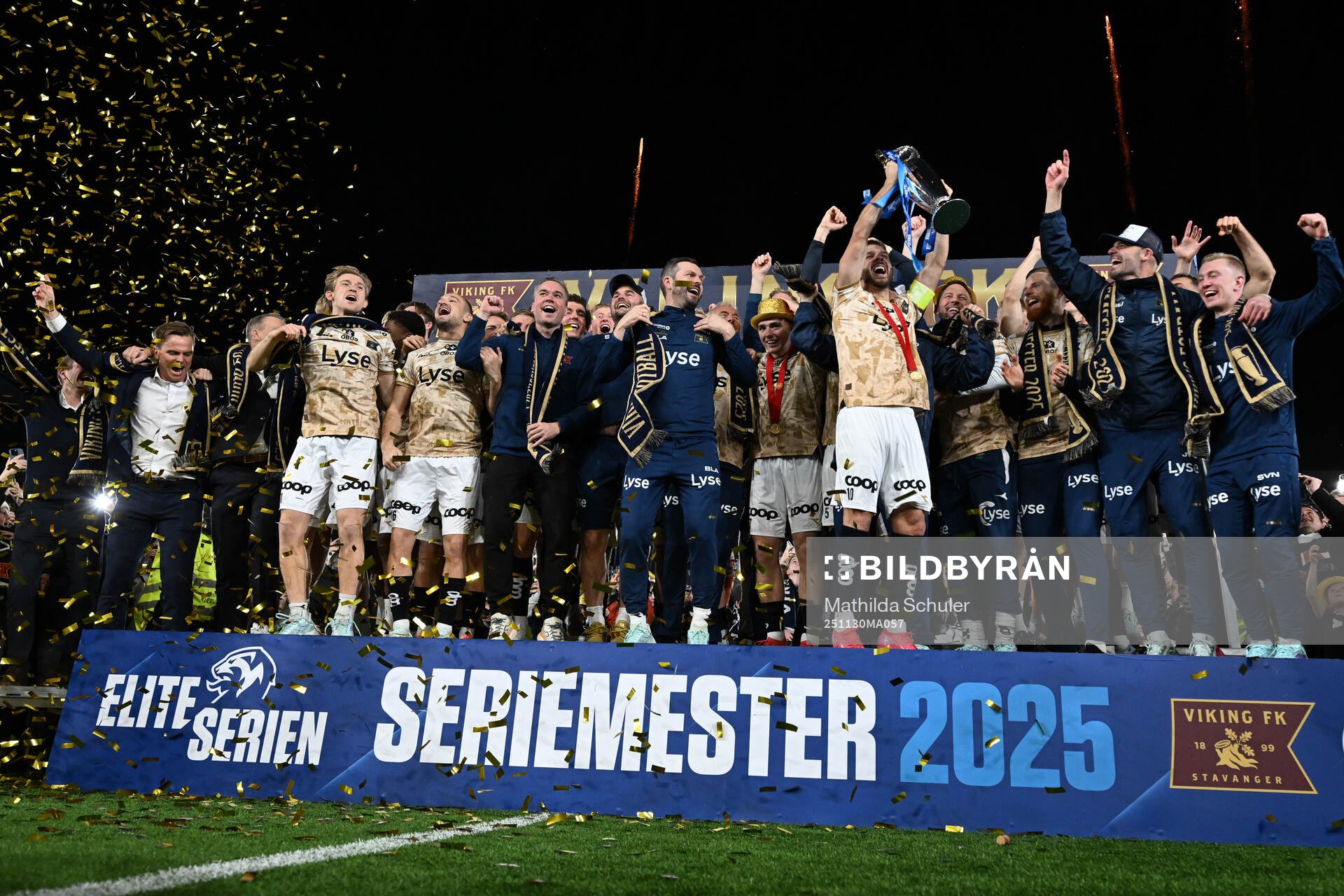Players of Viking celebrate