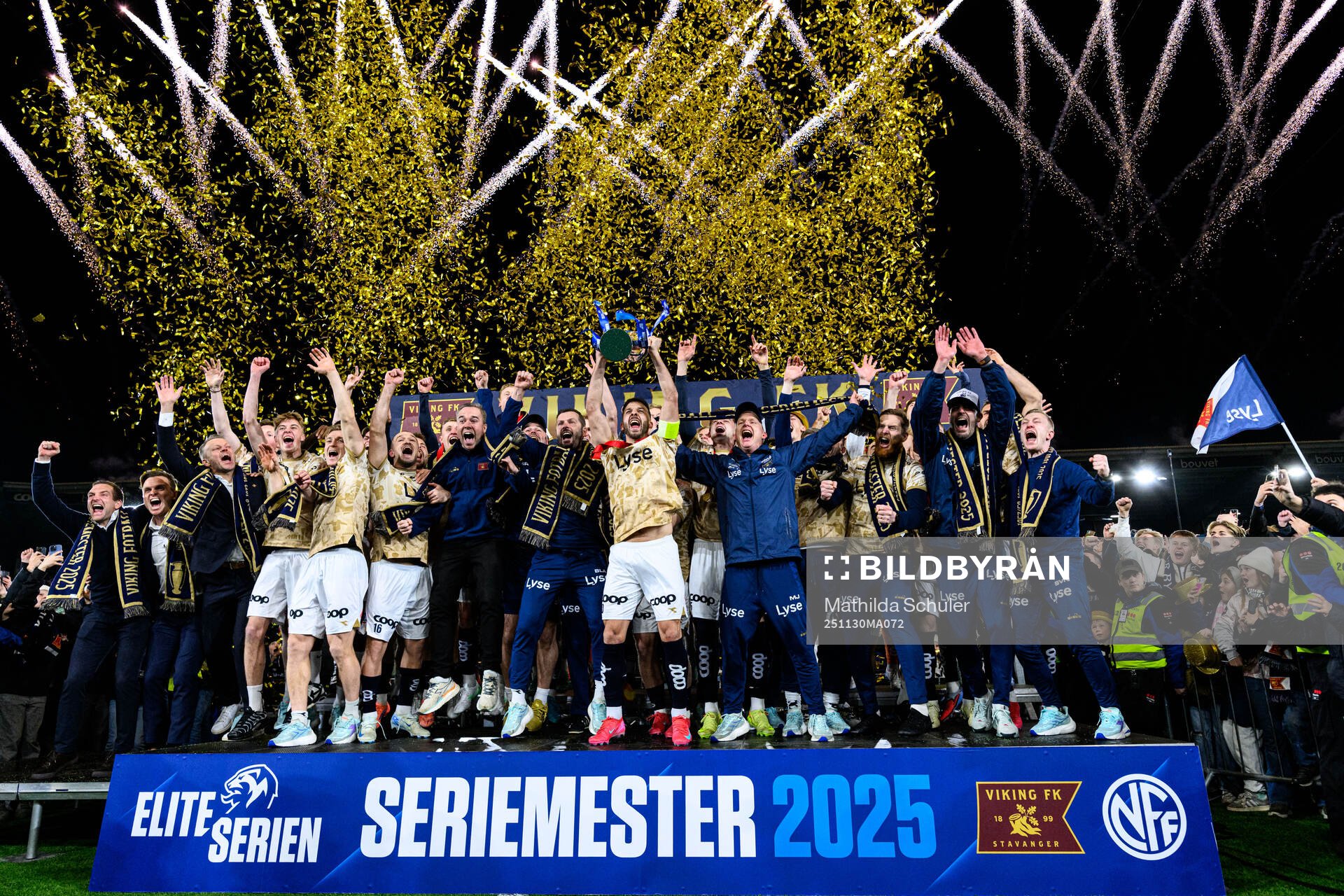 Players of Viking celebrate