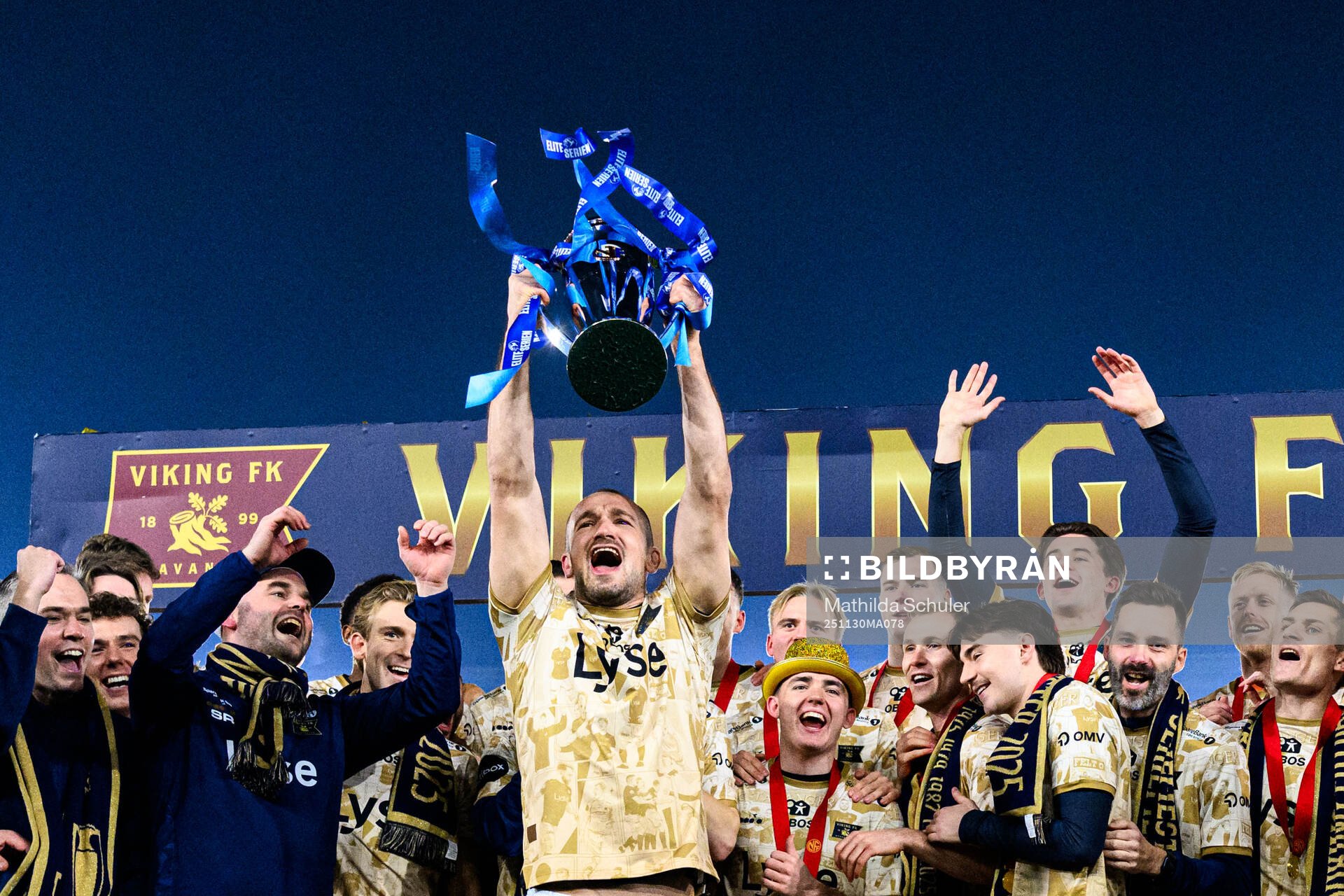 Veton Berisha of Viking celebrates