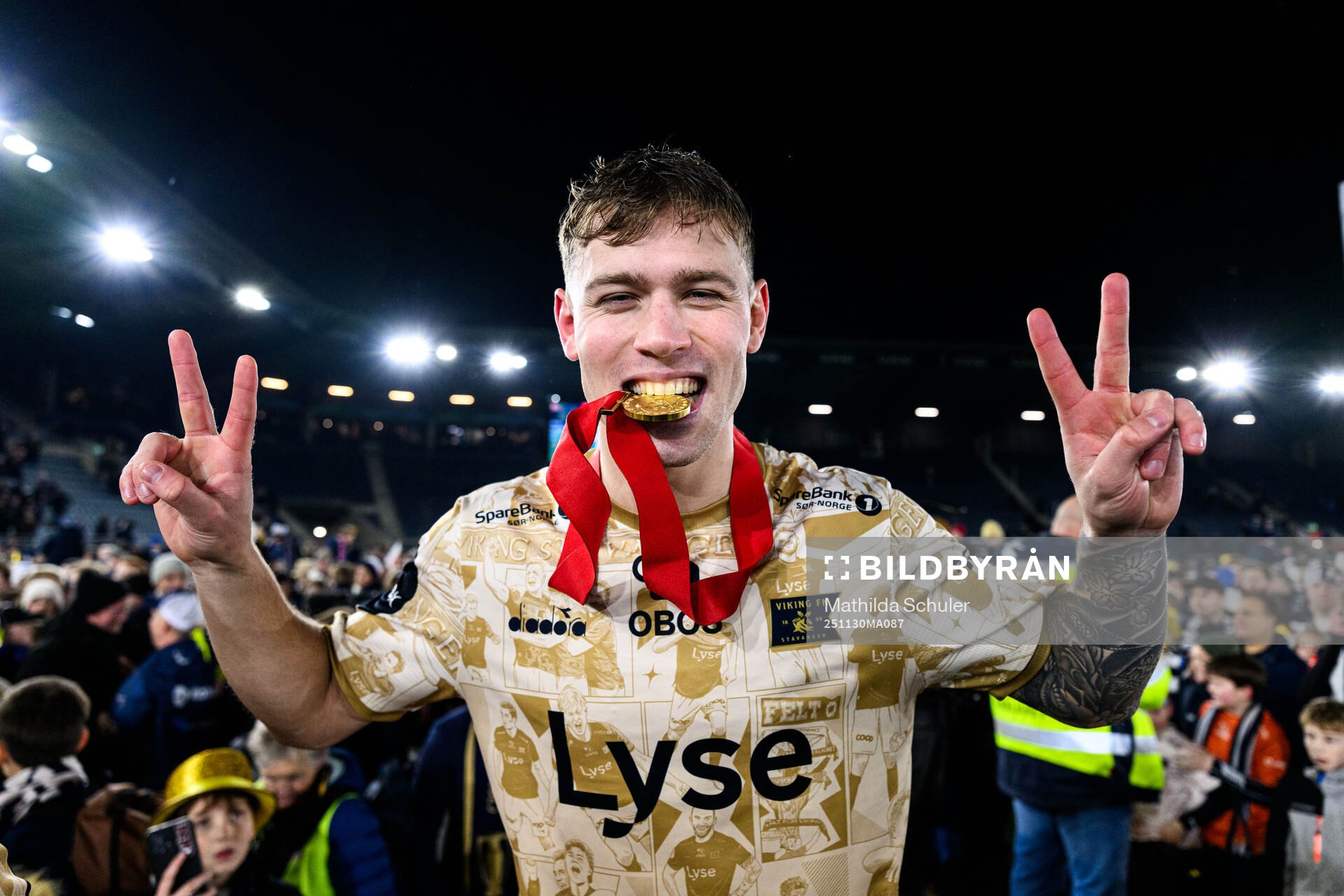 Kristoffer Askildsen of Viking celebrates