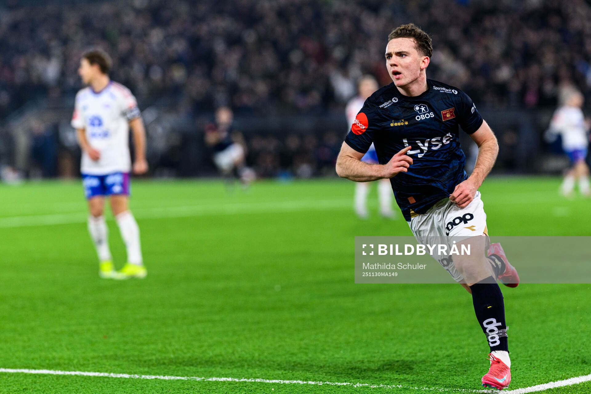 Edvin Austbö of Viking celebrates scoring 1-0