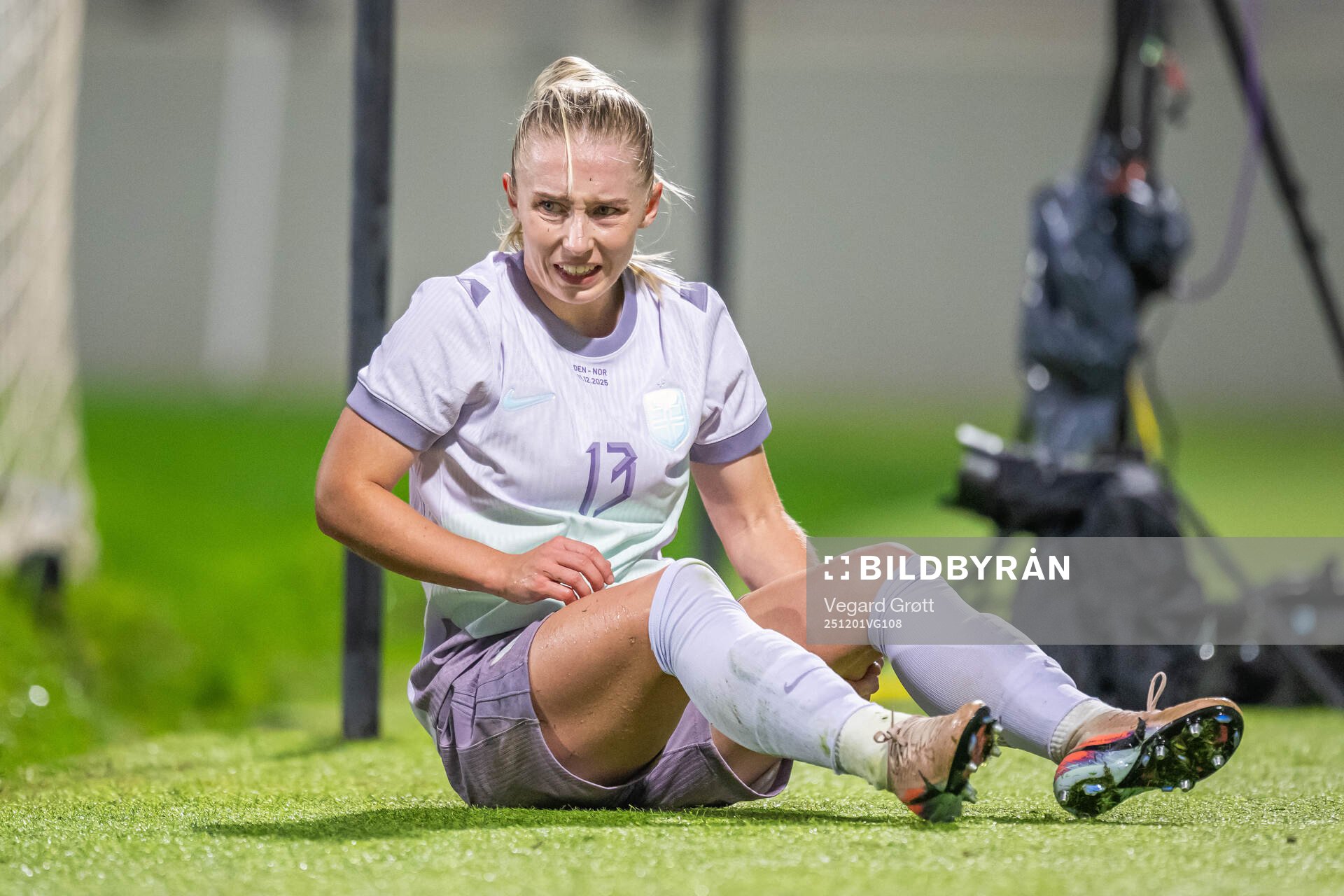 Thea Bjelde of Norway in pain