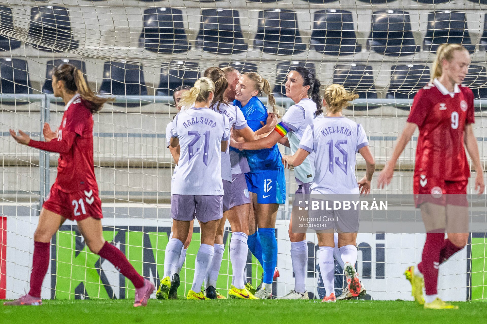 Goalkeeper Selma Panengstuen of Norway celebrates with