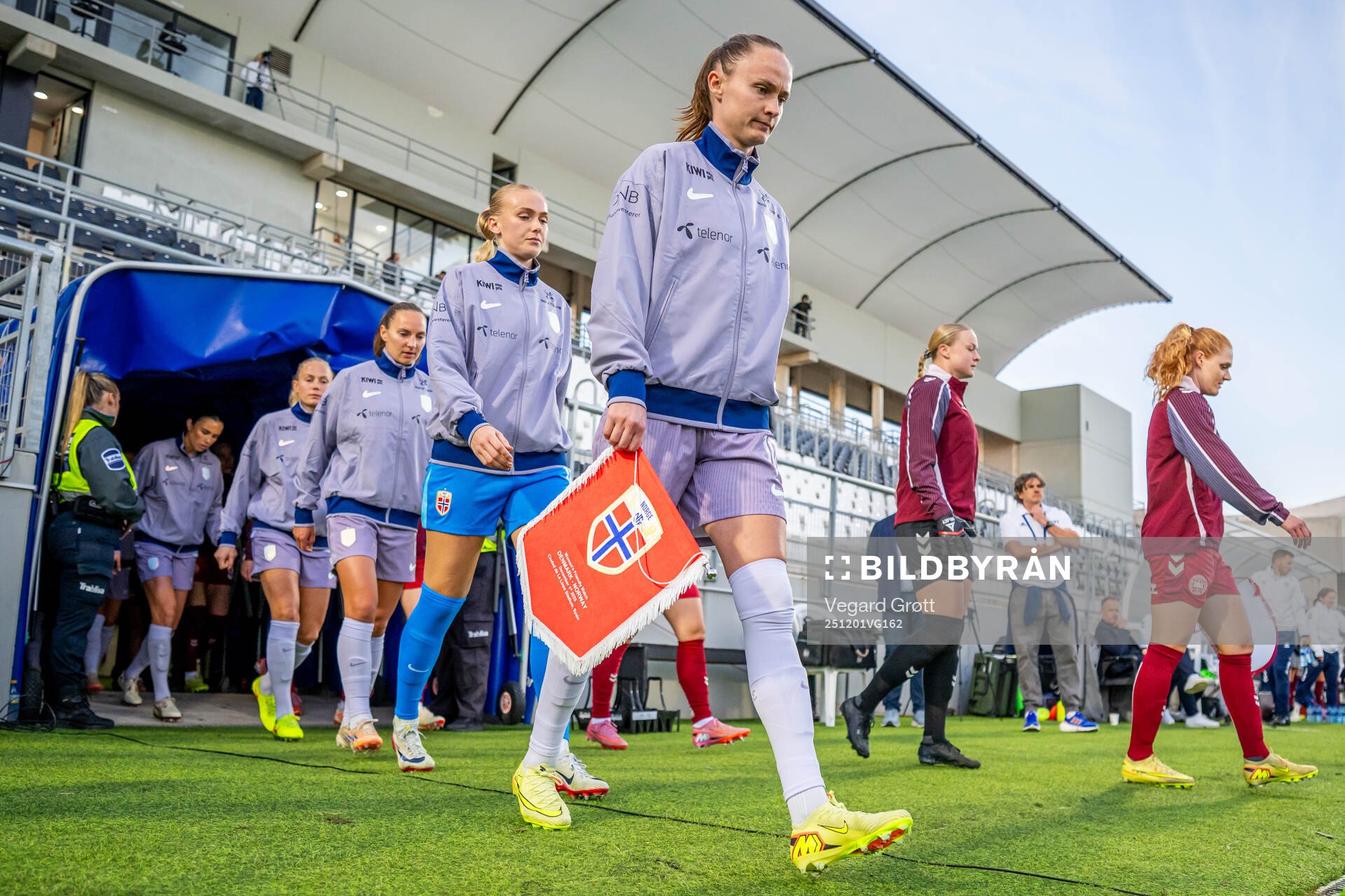 Caroline Graham Hansen of Norway enters the pitch