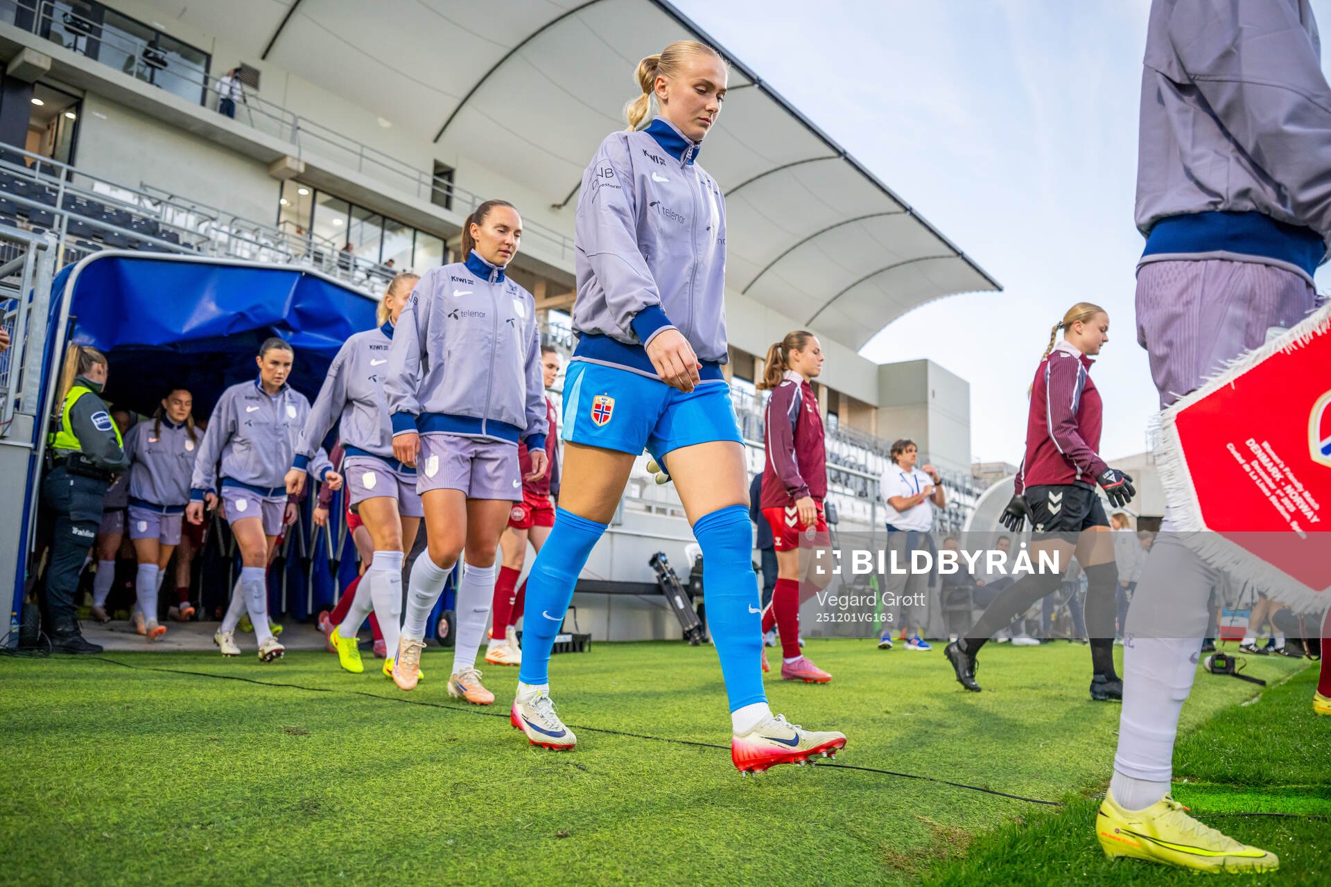 Goalkeeper Selma Panengstuen of Norway enters the pitch