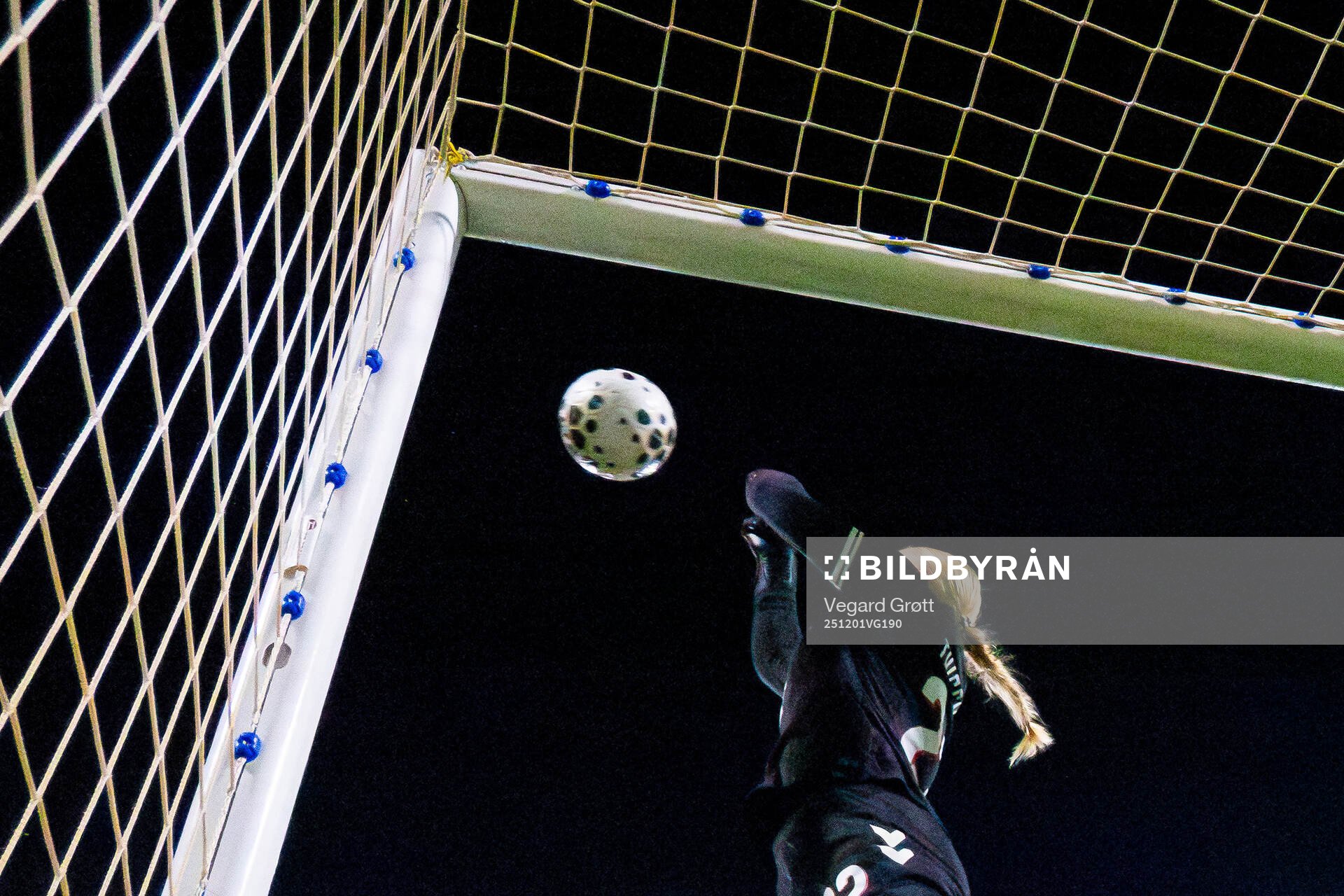 Goalkeeper Freja Thisgaard of Denmark makes a save