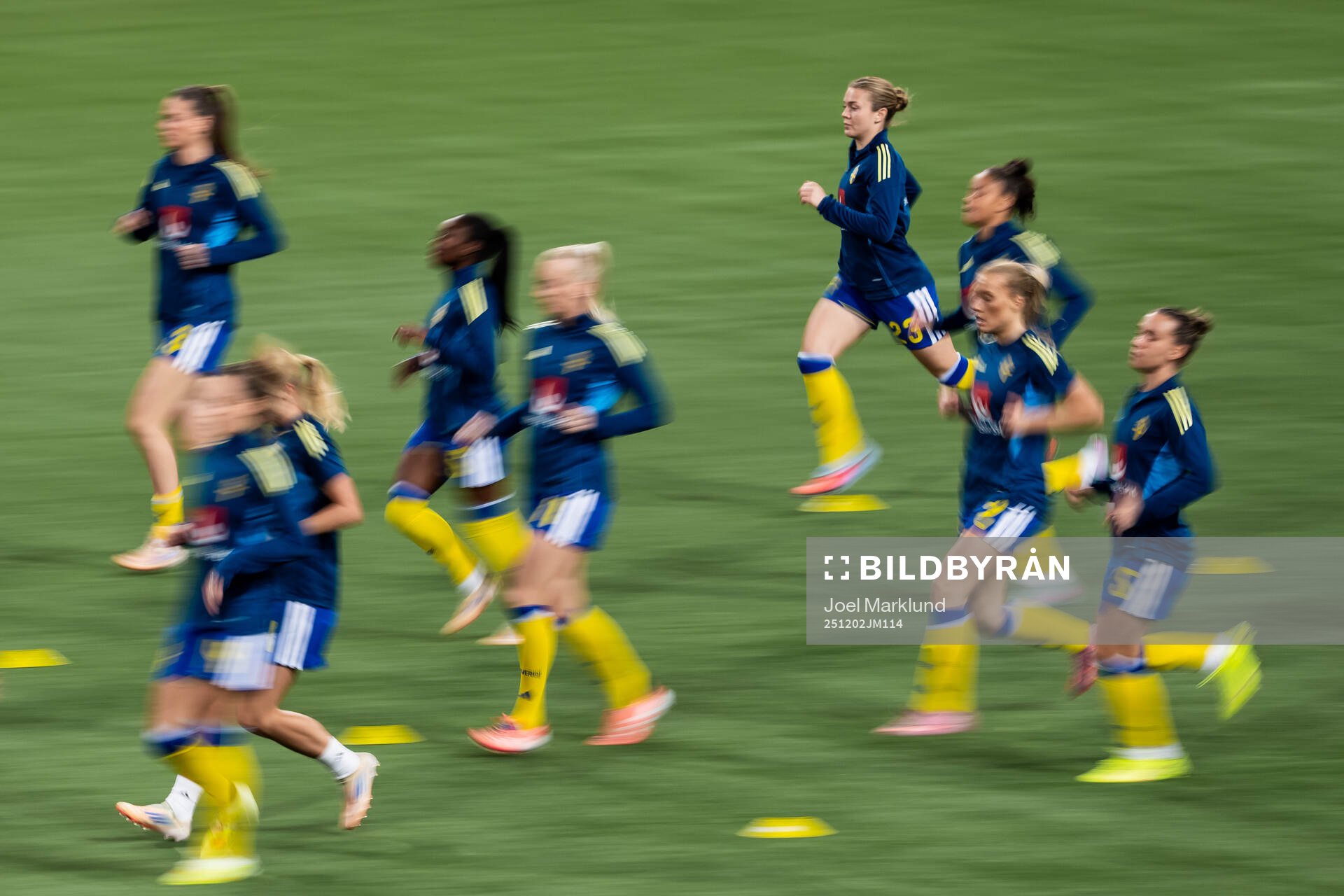 Beata Olsson of Sweden warming up with teammates