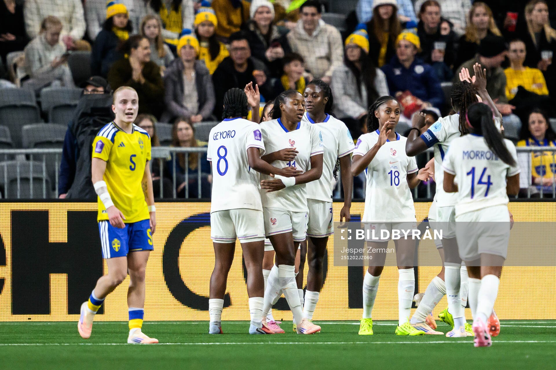 Clara Mateo of France celebrate with teammates