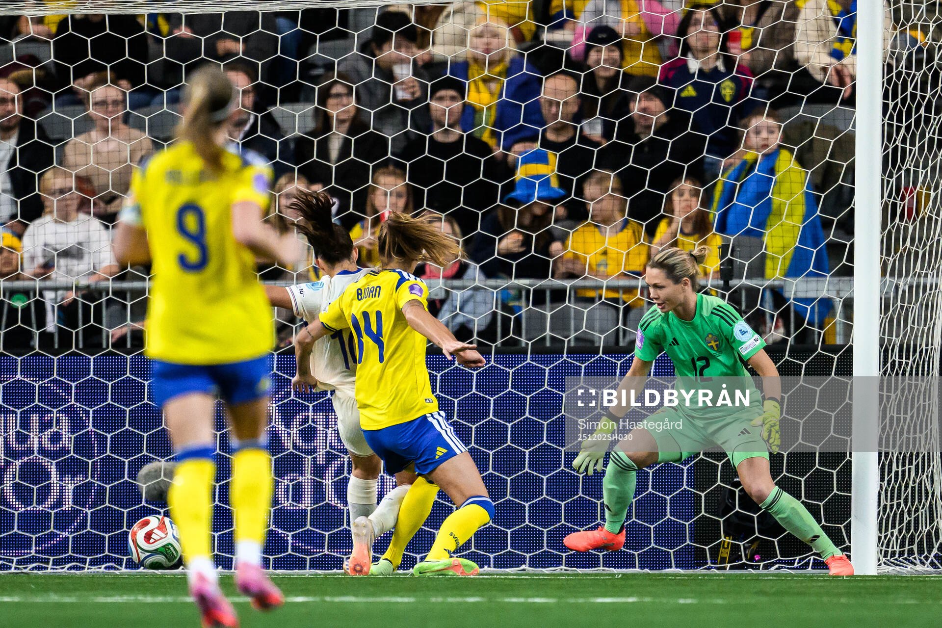 Clara Mateo of France scores the 0-1 goal behind goalkeeper