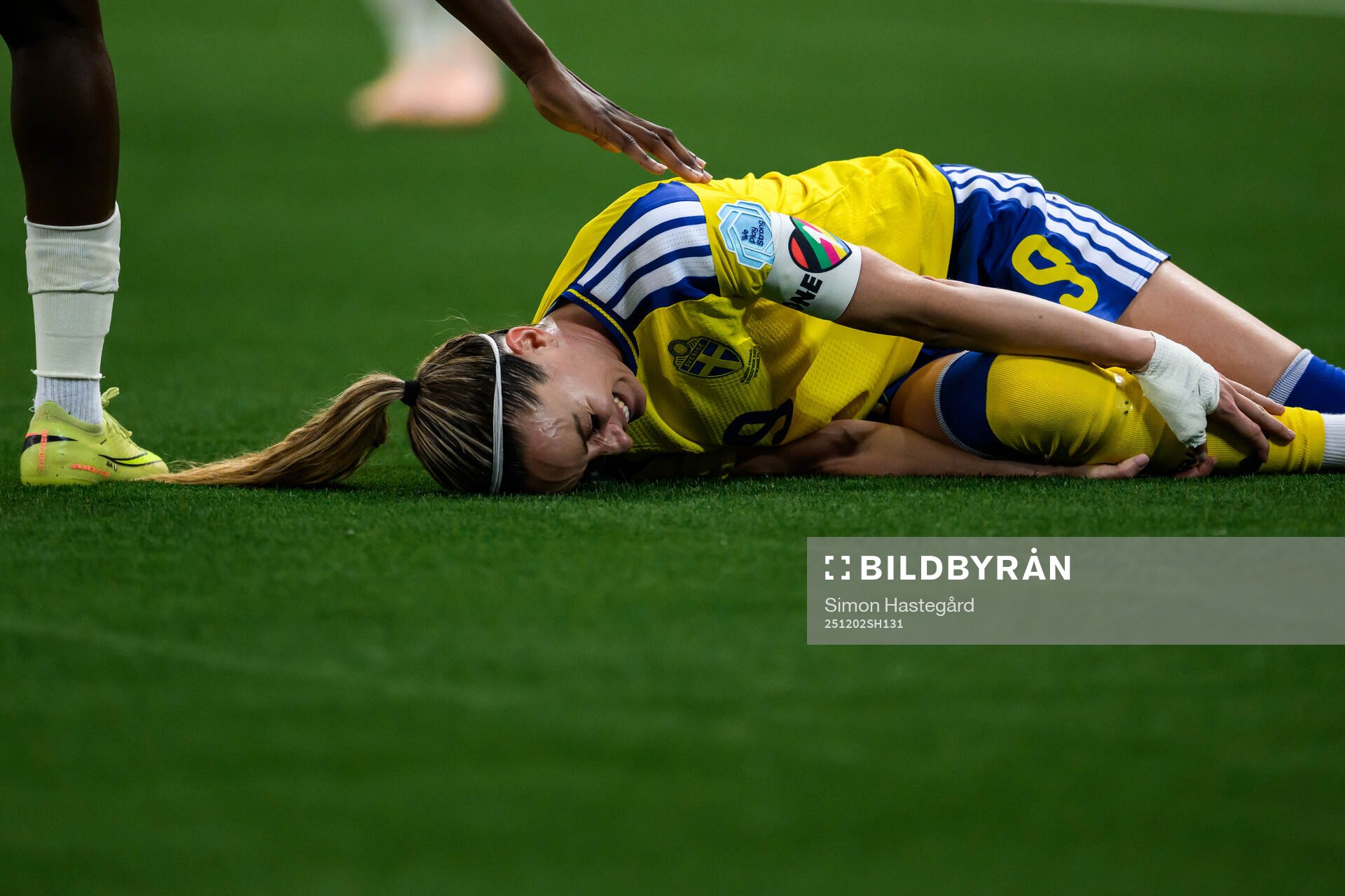 Kosovare Asllani of Sweden in pain