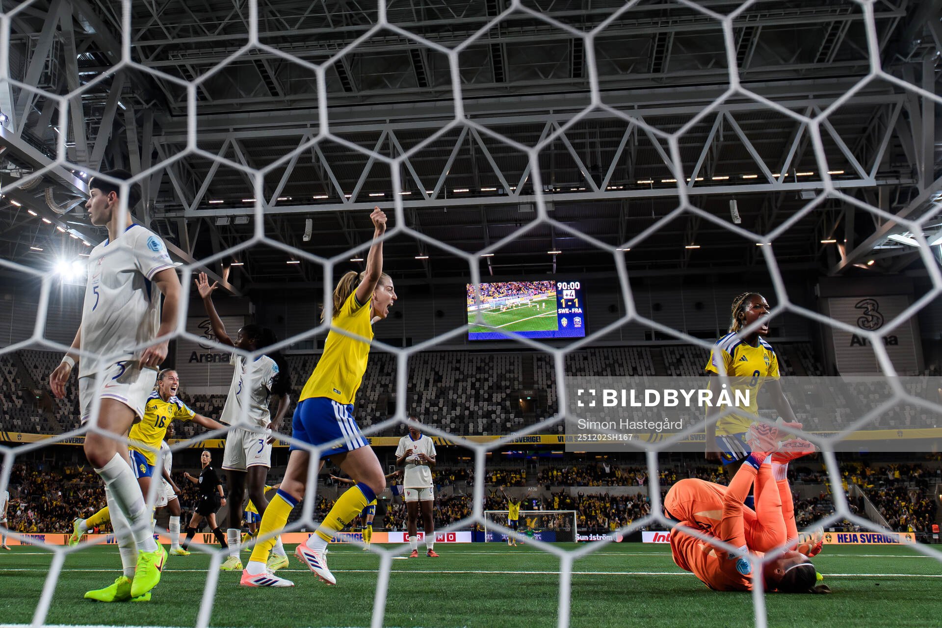 Linda Sembrant of Sweden celebrates the 2-1 goal by Rosa