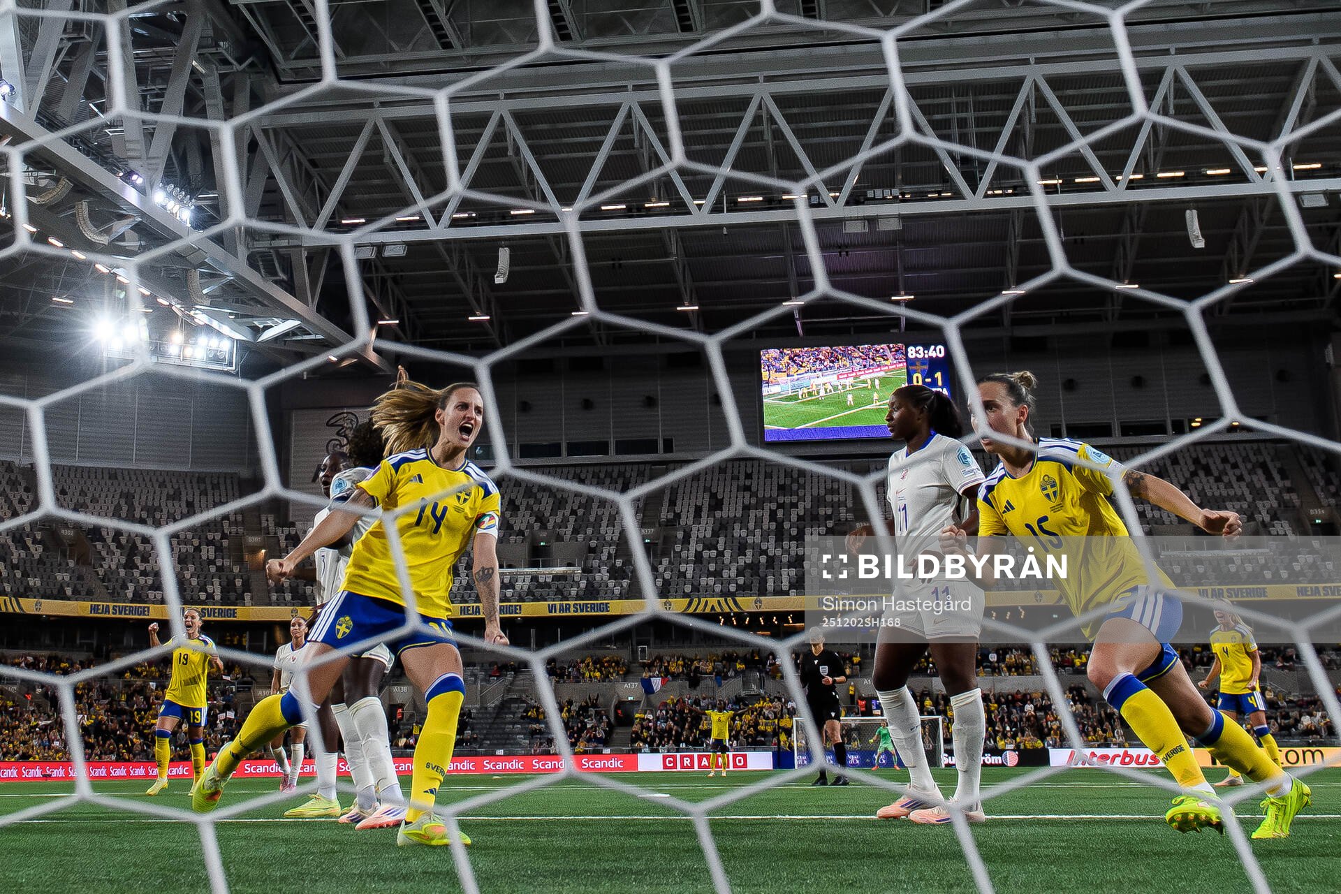 Nathalie Björn and Julia Zigiotti Olme of Sweden celebrate
