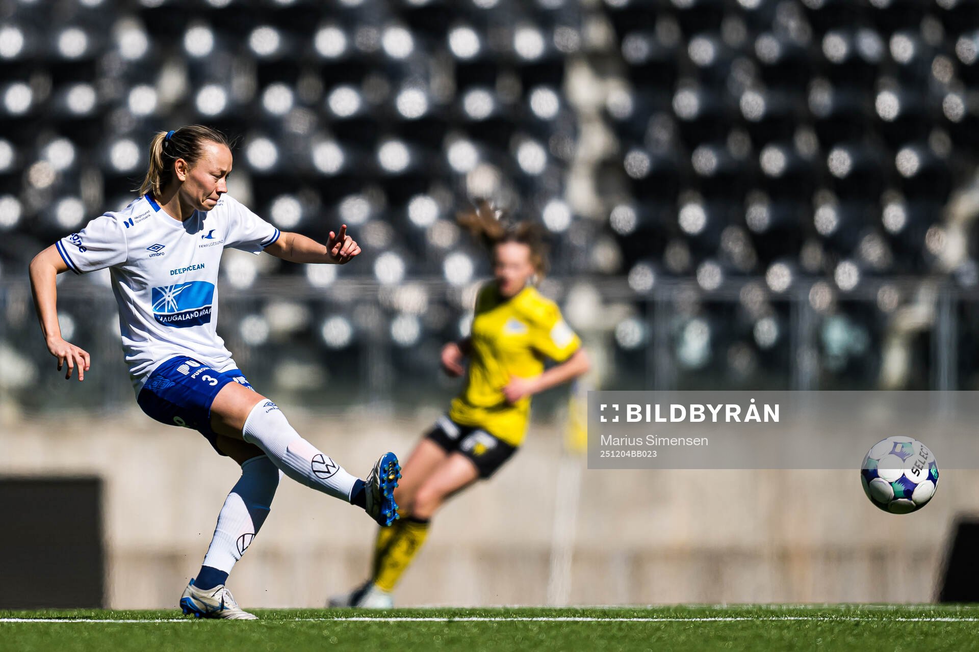 Anja Helen Rasmussen of Haugesund during the 1. division football match between Start and Haugesund on April 12, 2025 in Kristiansand.
