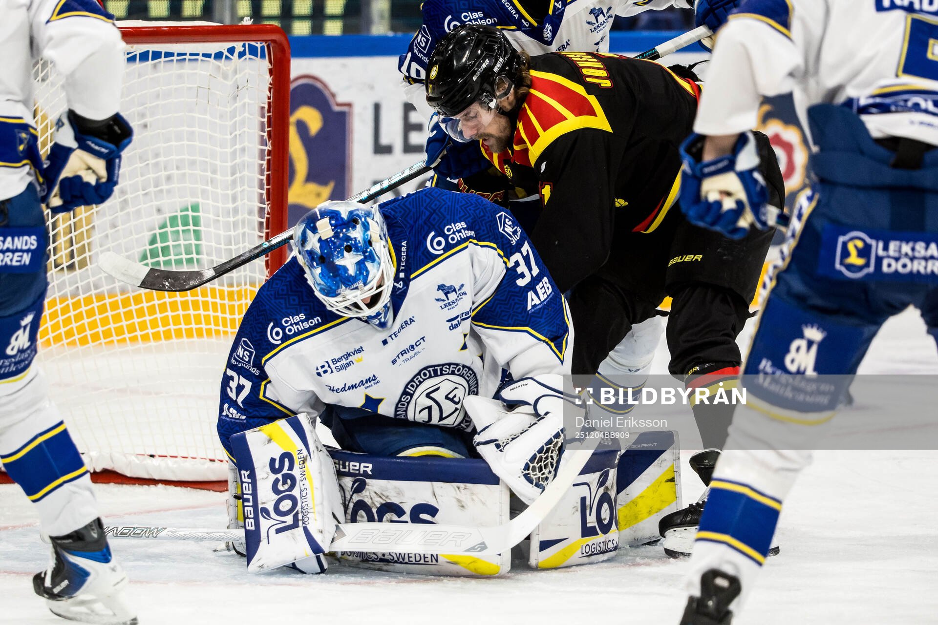 Leksands målvakt Jakob Hellsten och Brynäs Axel