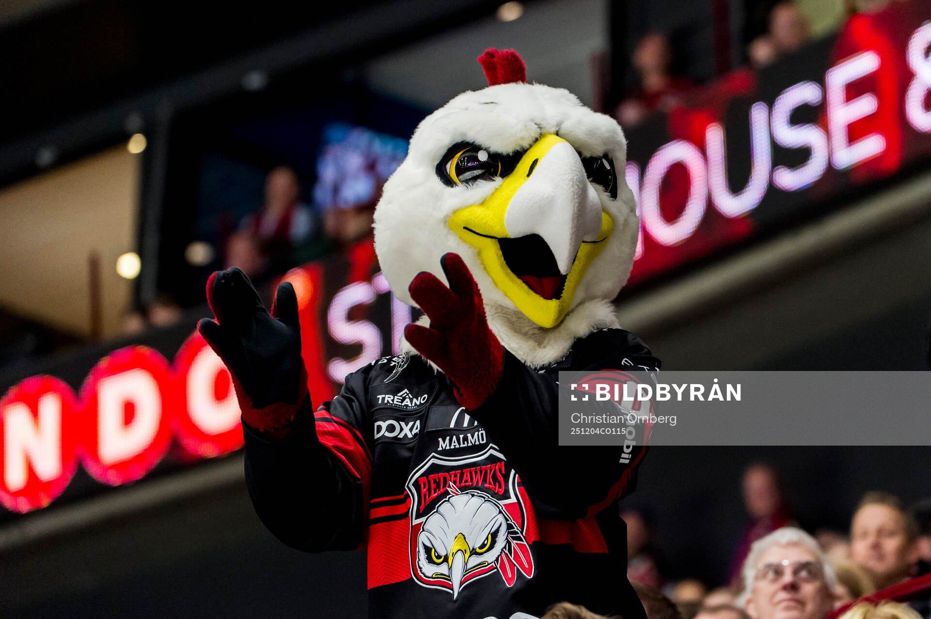 Malmö Redhawks maskot Hawkan