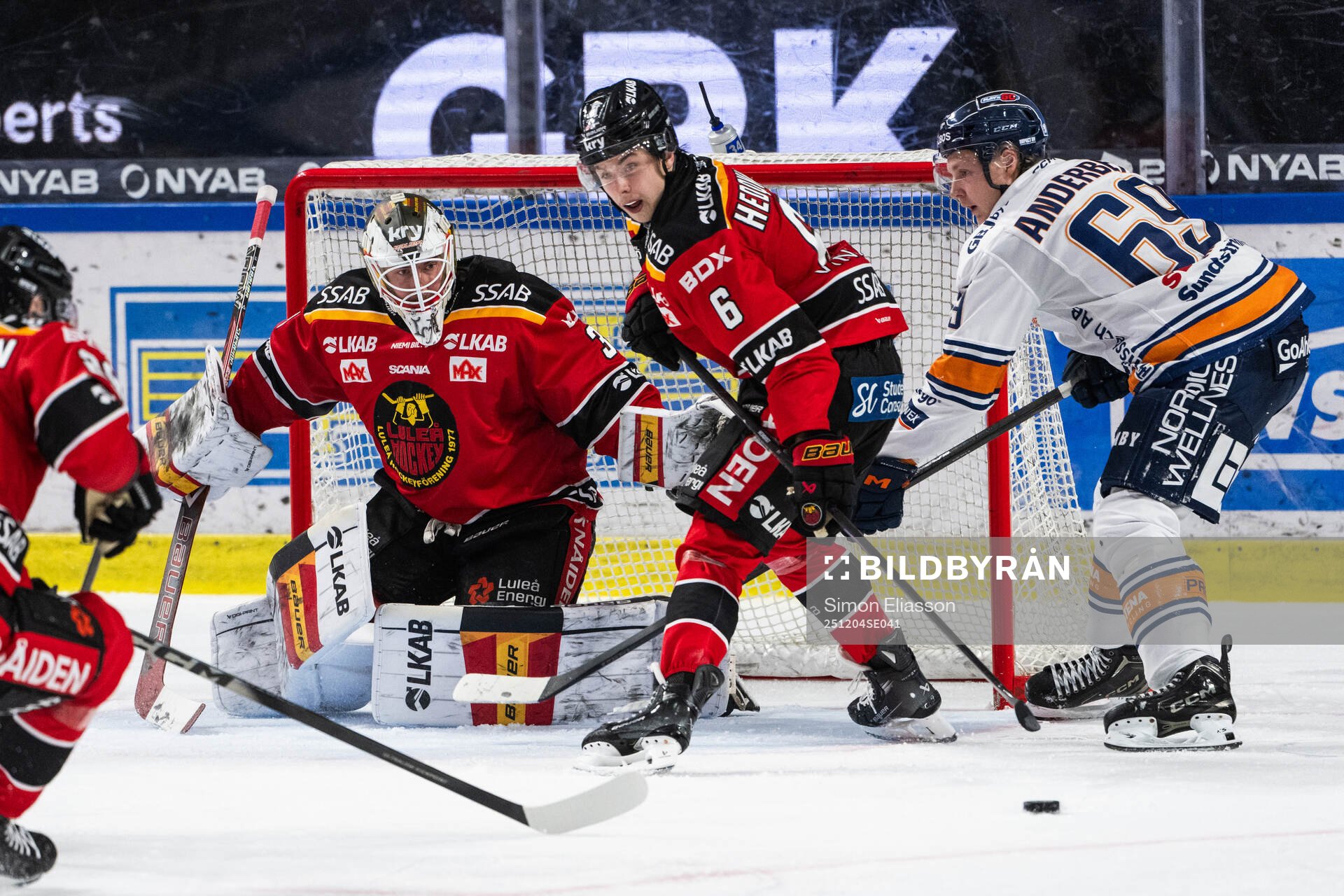 Luleås målvakt Joel Lassinantti, Isac Hedqvist och
