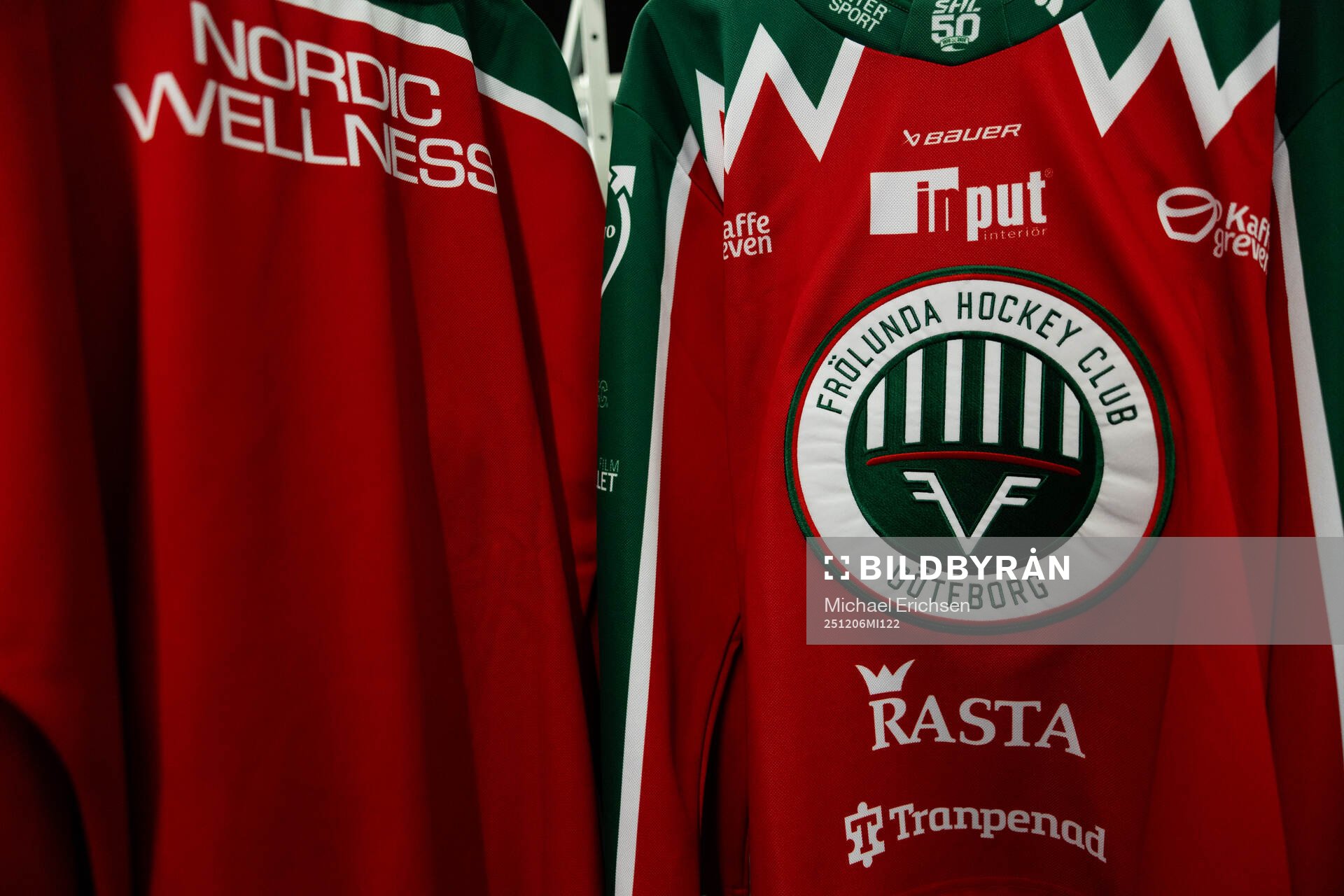 Frölundas klubbmärke på en matchtröja