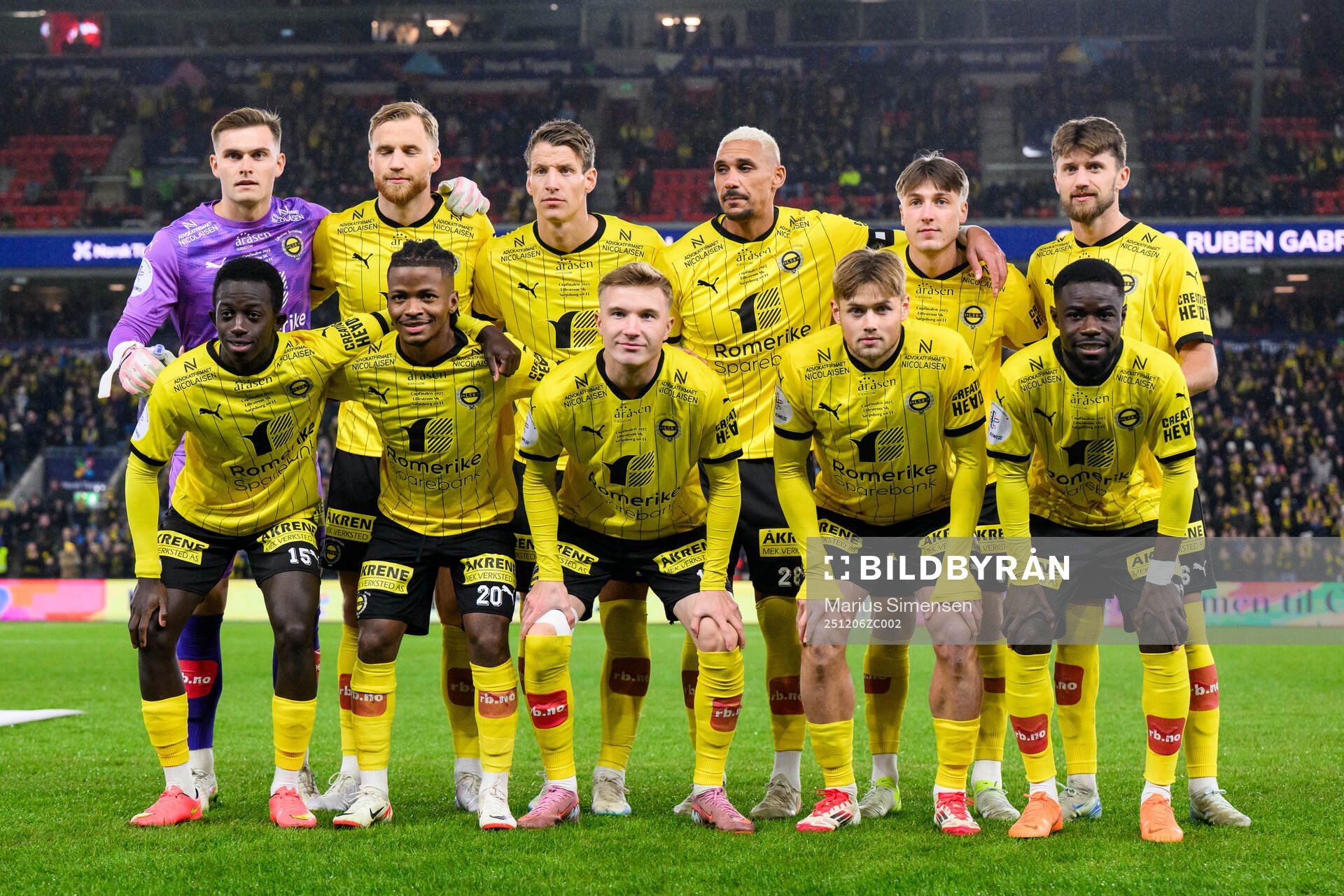 The starting eleven of Lillestrøm, from the top left;