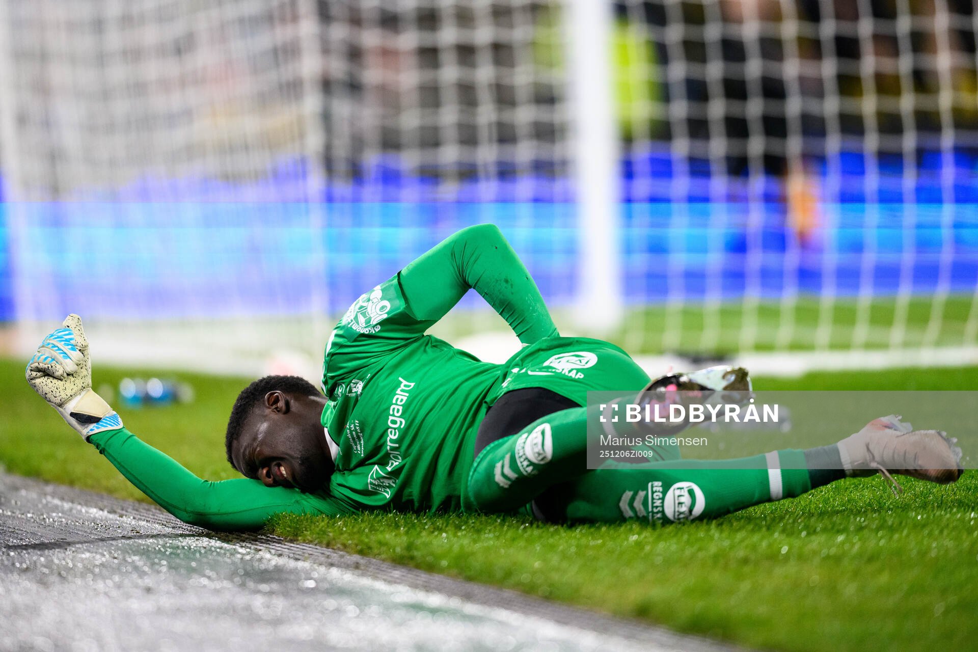 goalkeeper Mamour Ndiaye of Sarpsborg 08 in pain