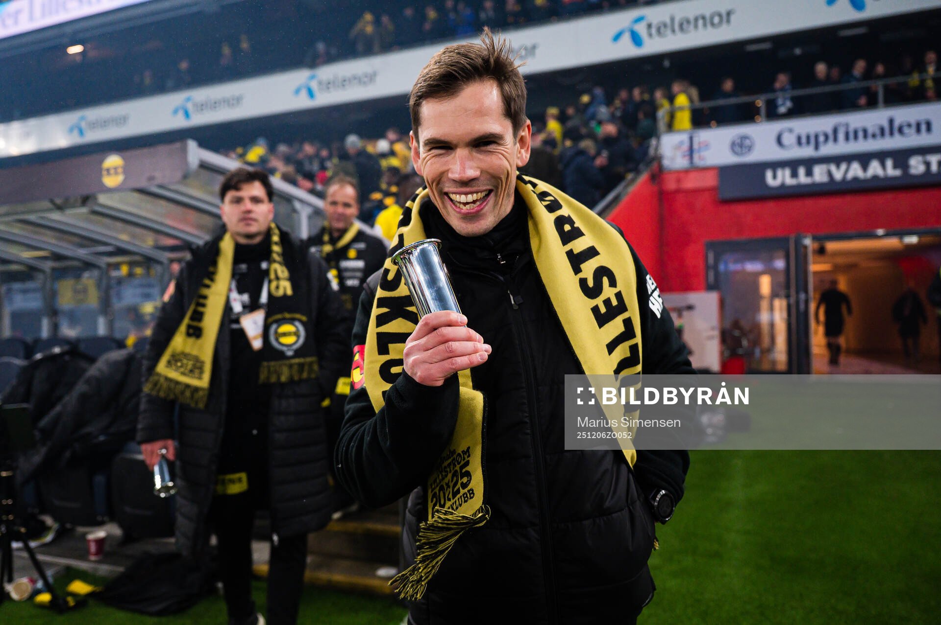 Assistant coach Eirik Mæland of Lillestrøm celebrates