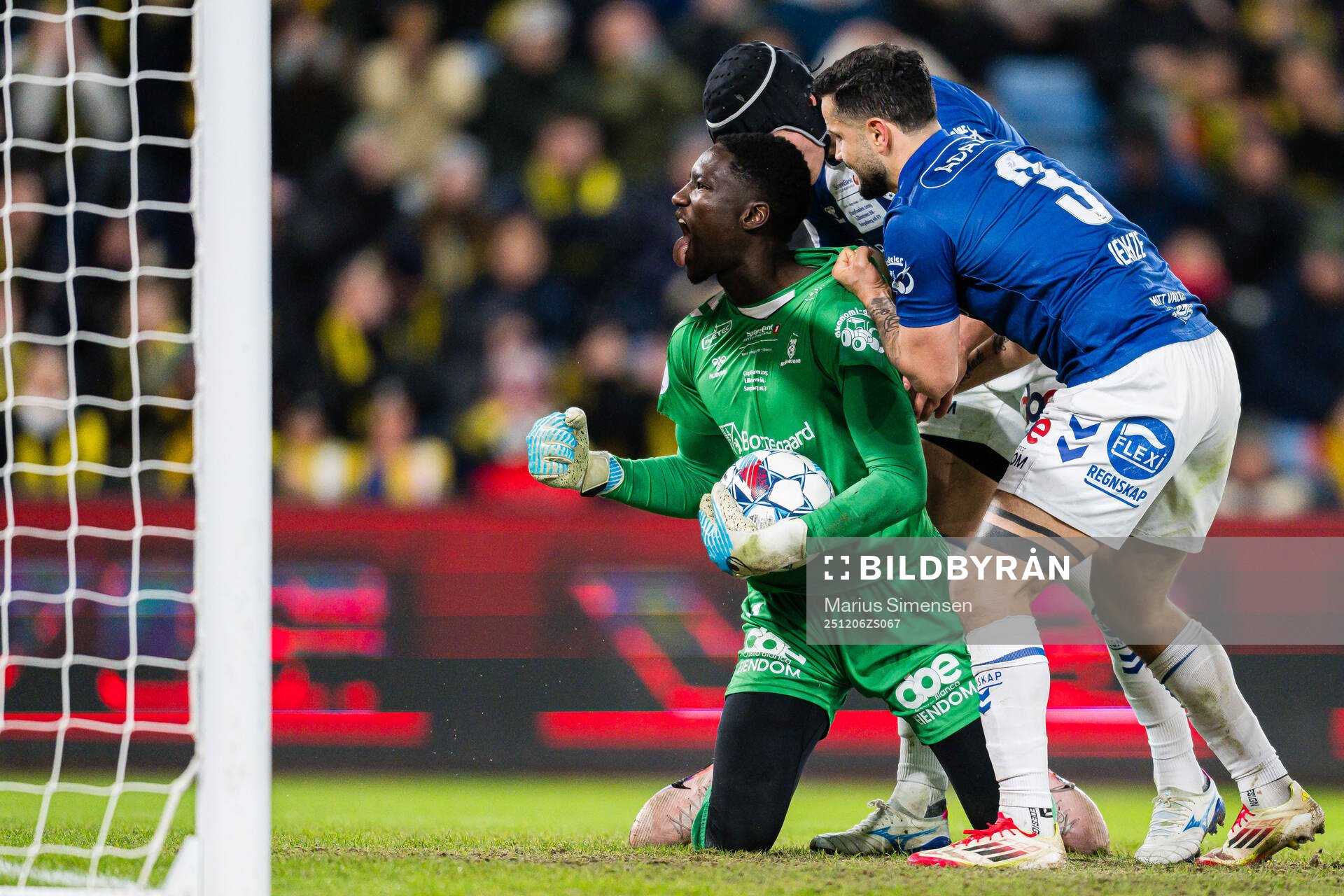 Goalkeeper Mamour Ndiaye of Sarpsborg 08 celebrates